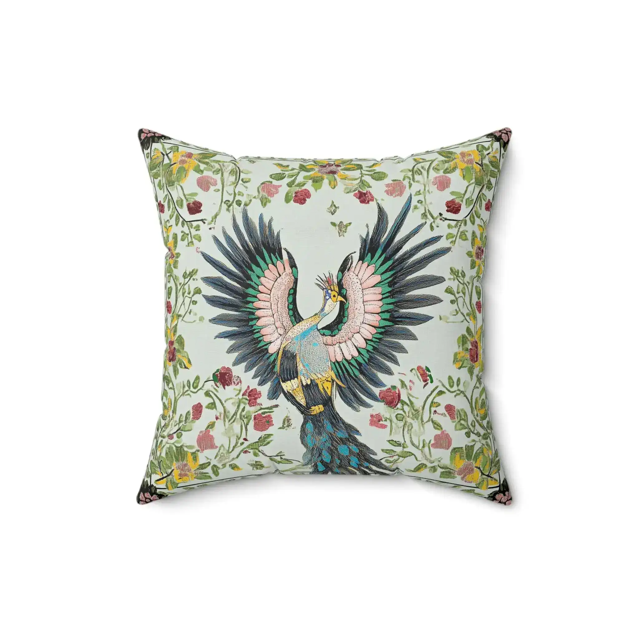 Celestial Peacock Bloom Throw Pillow - Image 4