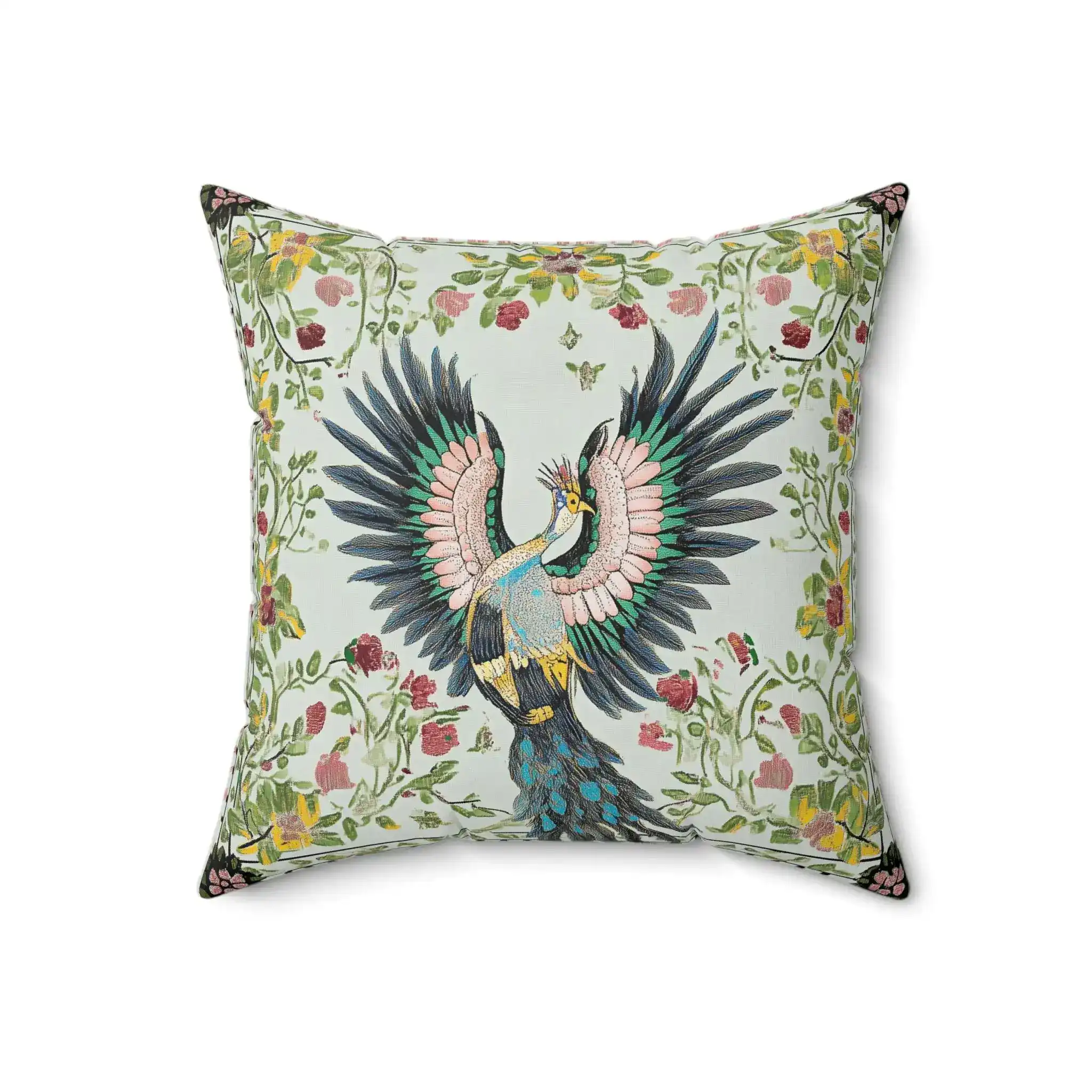 Celestial Peacock Bloom Throw Pillow - Image 5