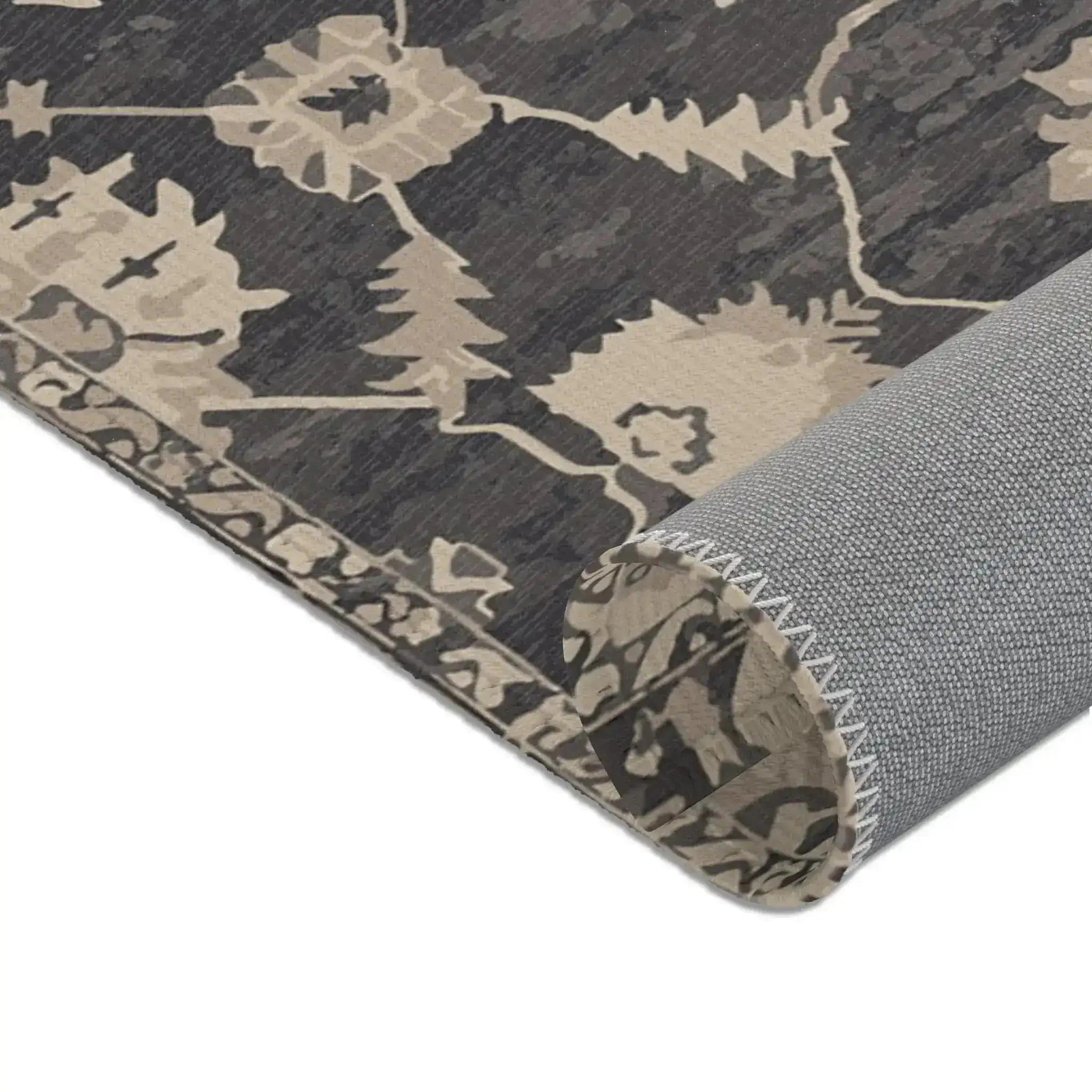 Charcoal & Beige Tribal Medallion Accent Rug - Image 7