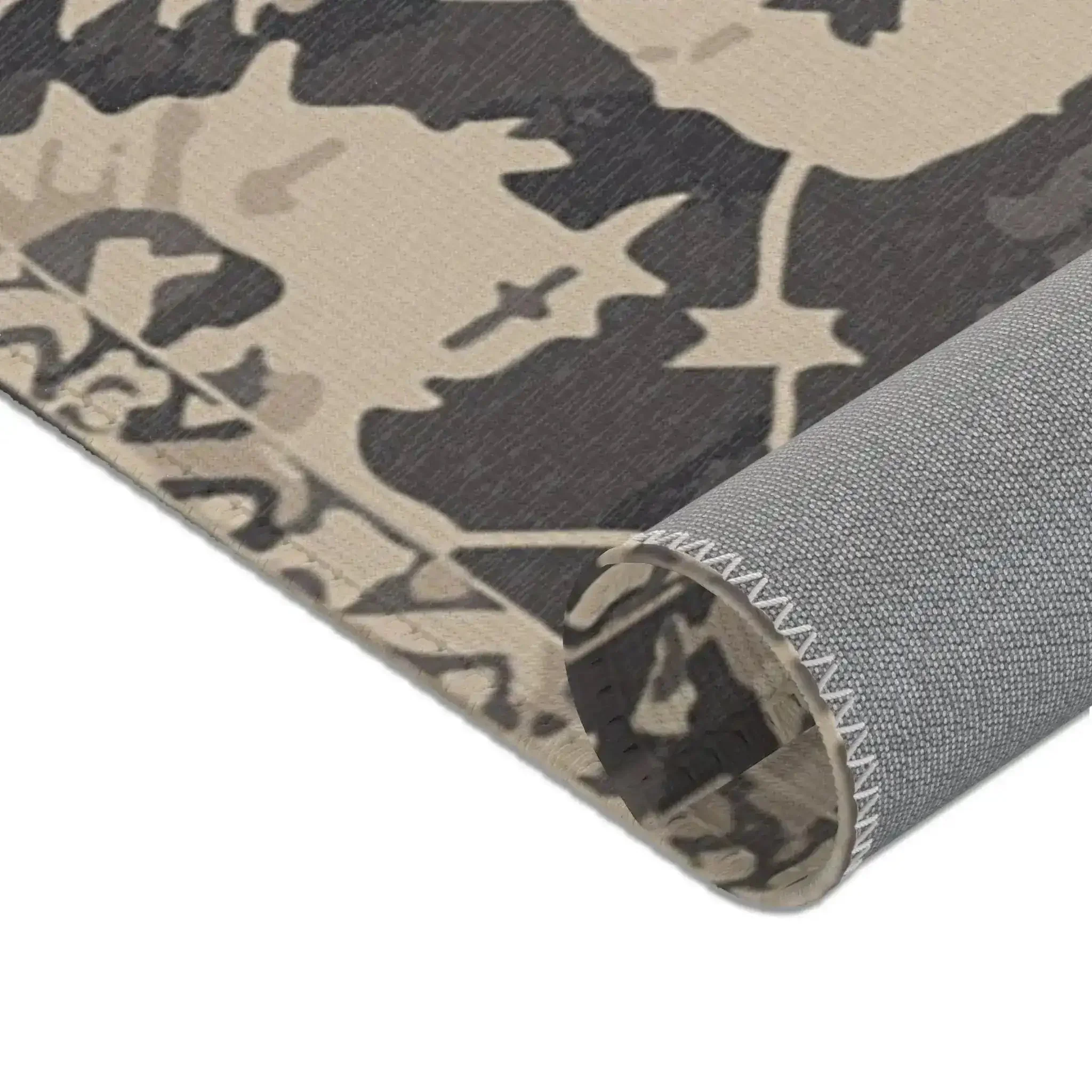 Charcoal & Beige Tribal Medallion Accent Rug - Image 9