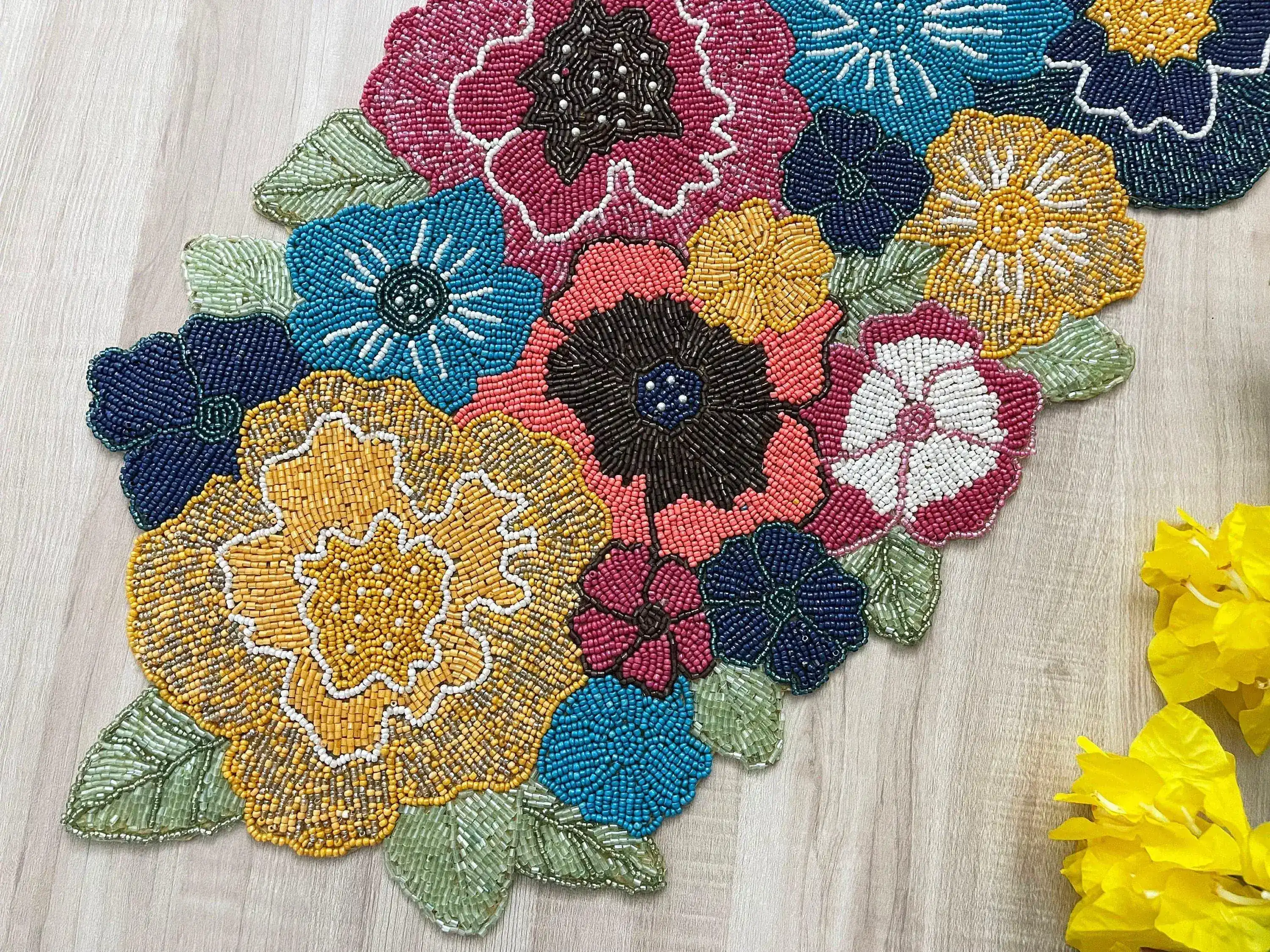 Charm Flower Garden Beaded Table Runner - Image 4