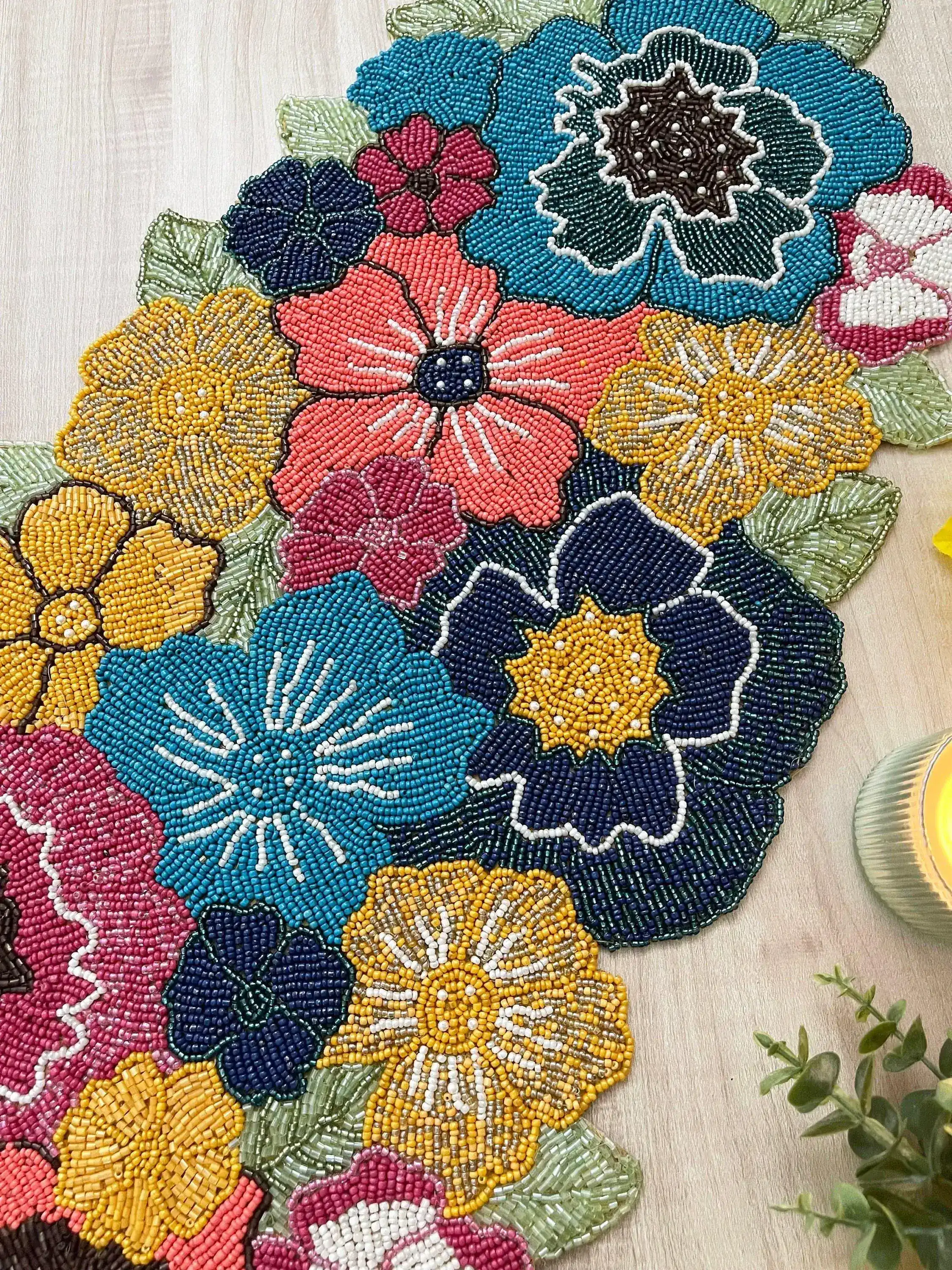 Charm Flower Garden Beaded Table Runner - Image 5