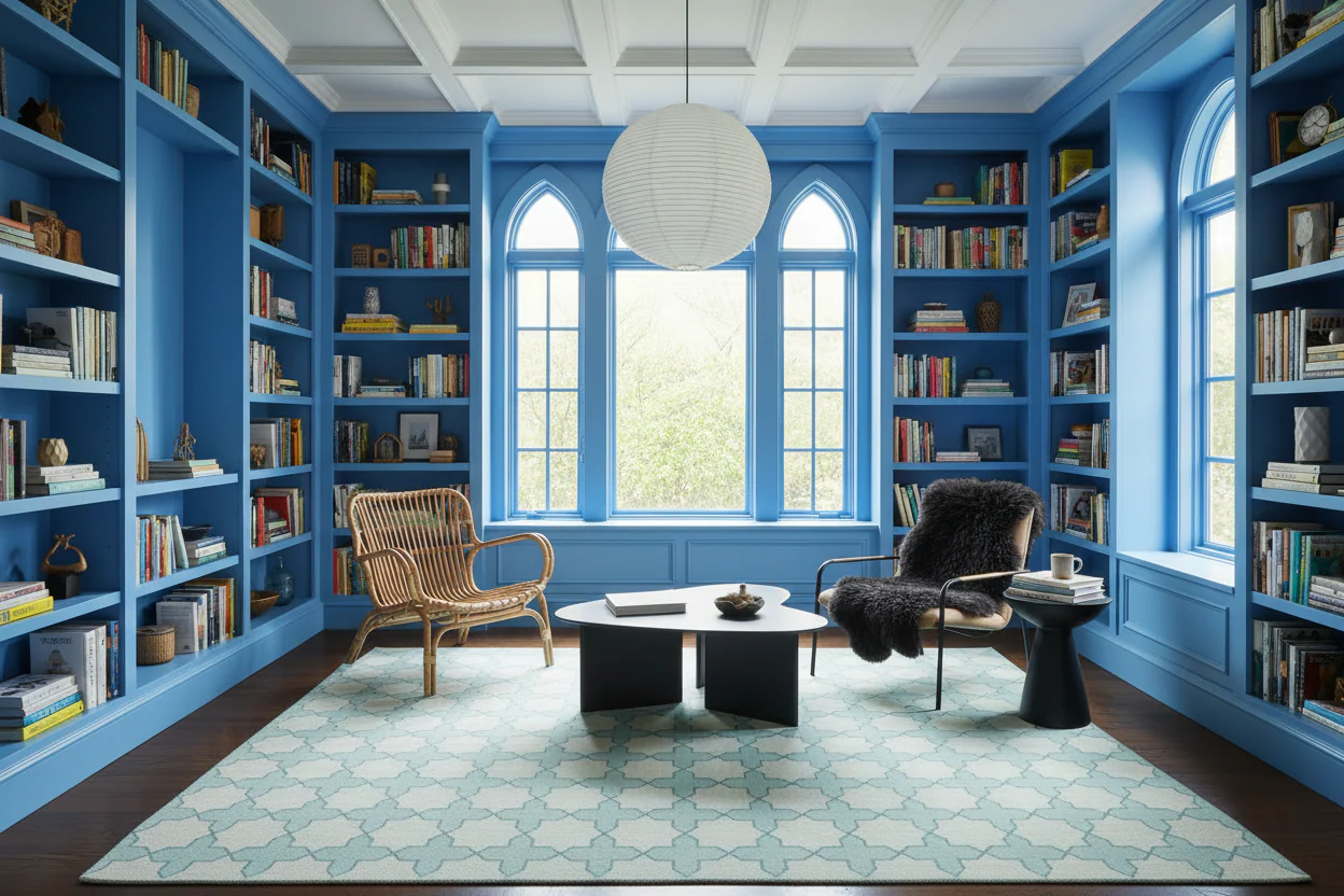Chateau Classic Dhurrie Cotton Rug - Blue - Image 2