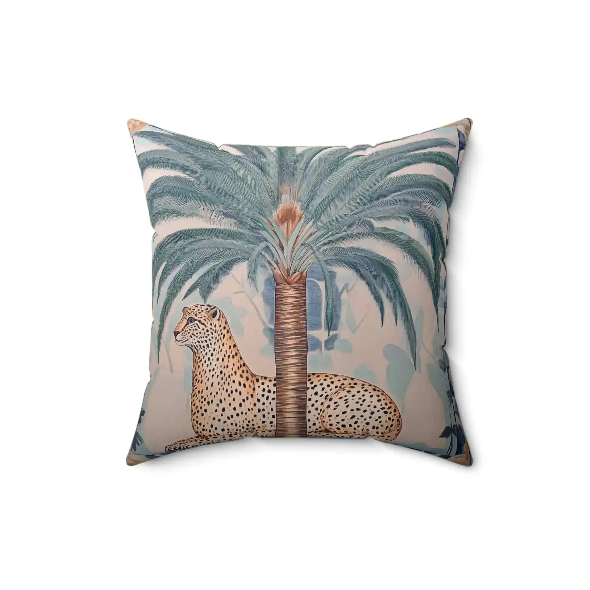 Cheetah and Palm Serenity Throw Pillow - Image 3