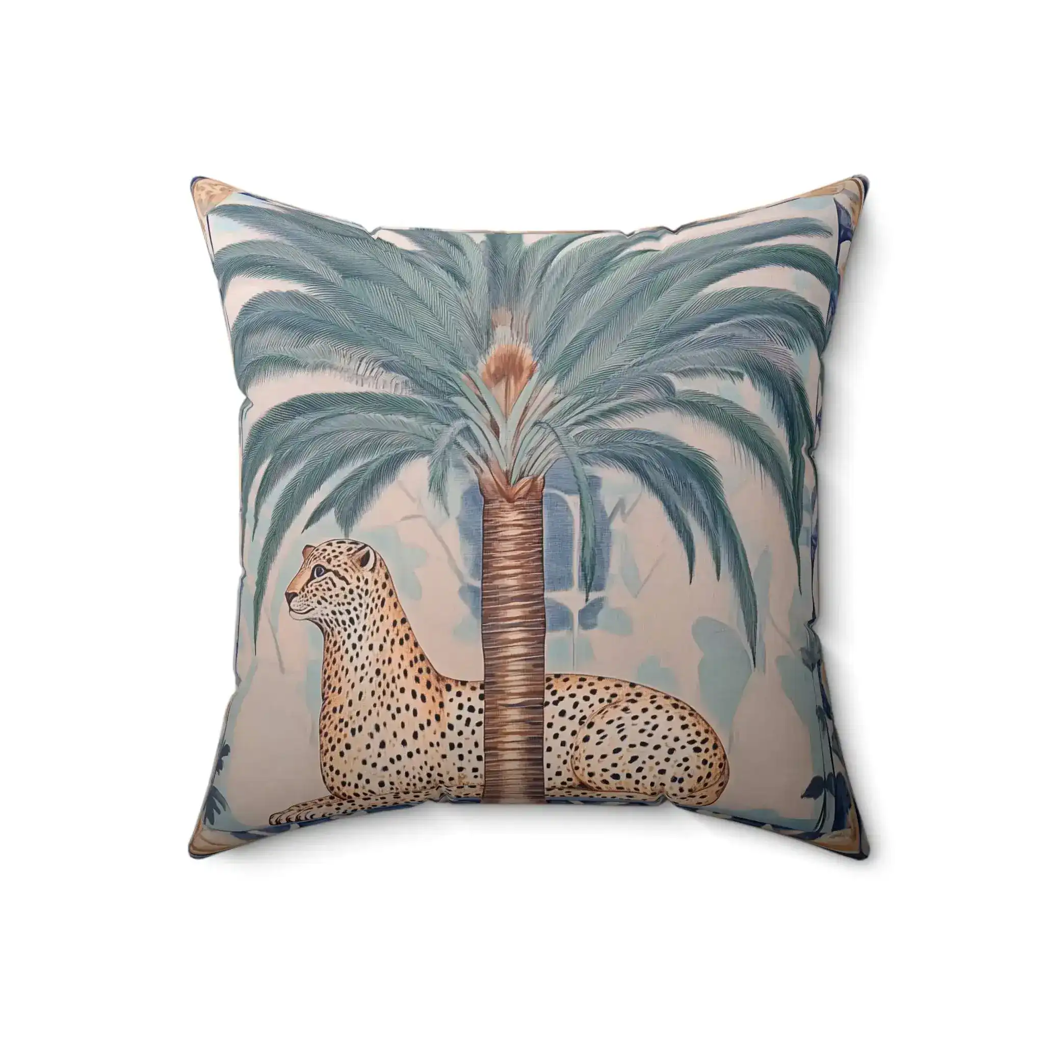 Cheetah and Palm Serenity Throw Pillow - Image 4