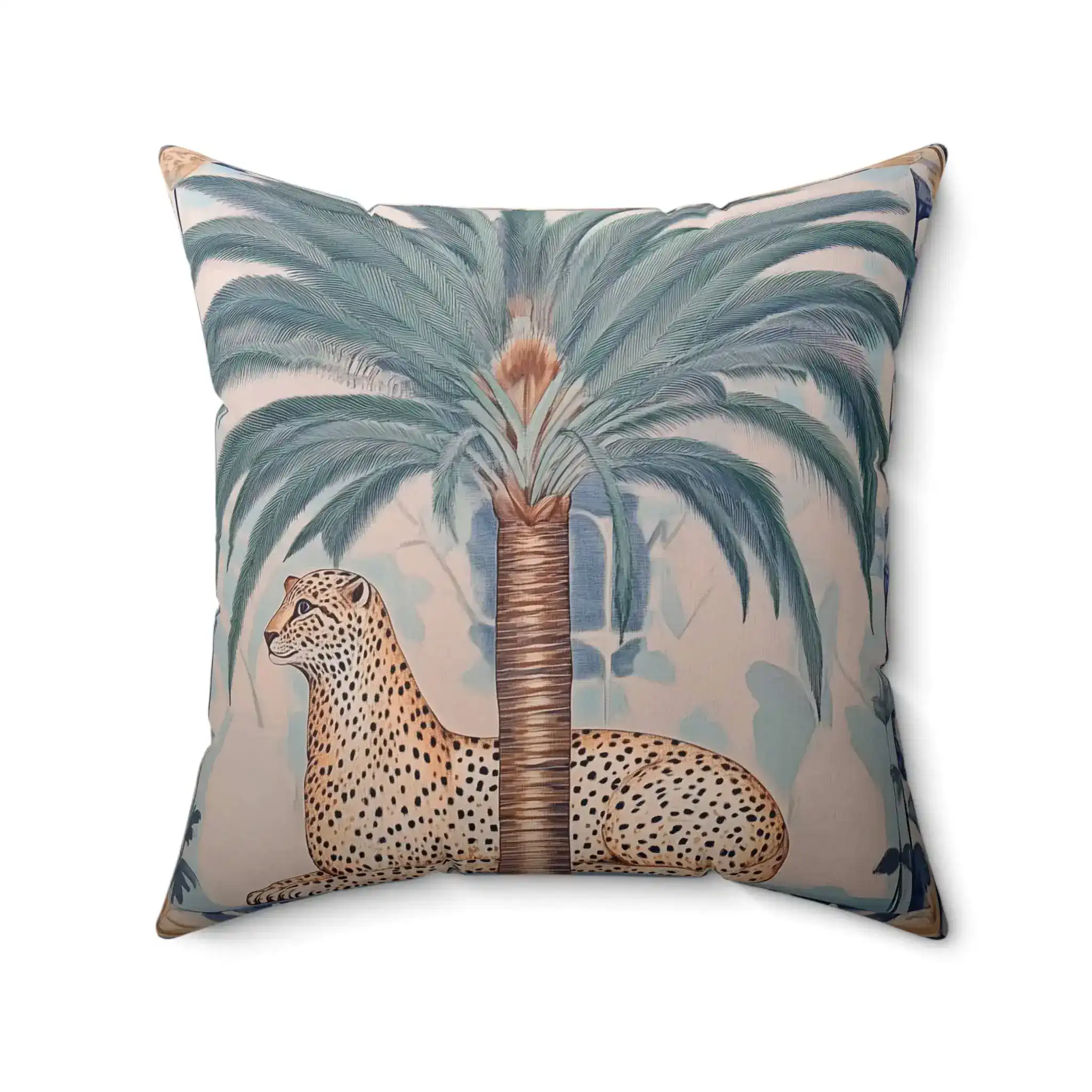 Cheetah and Palm Serenity Throw Pillow - Image 5