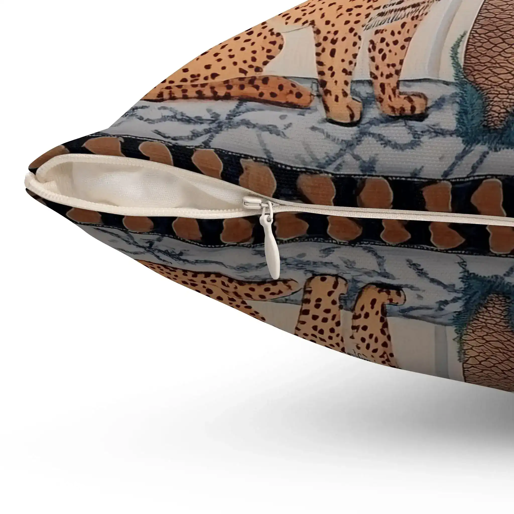 Cheetah and Palm Tropical Throw Pillow - Image 2