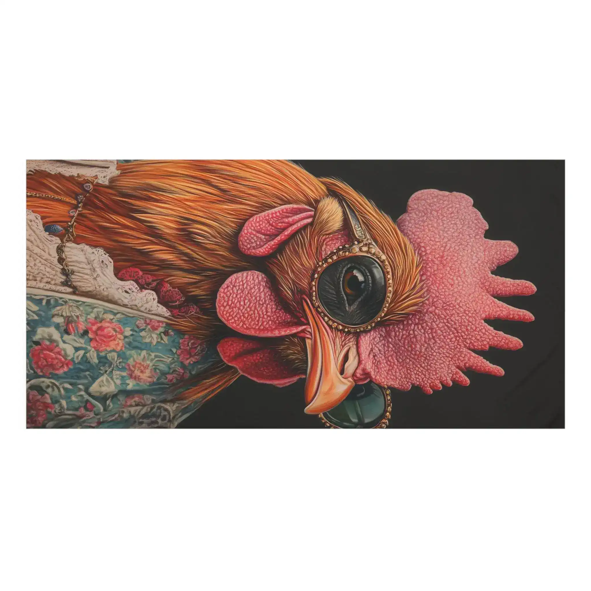 Chic Renaissance Chicken in Couture with Sunglasses Bath Towel - Image 3