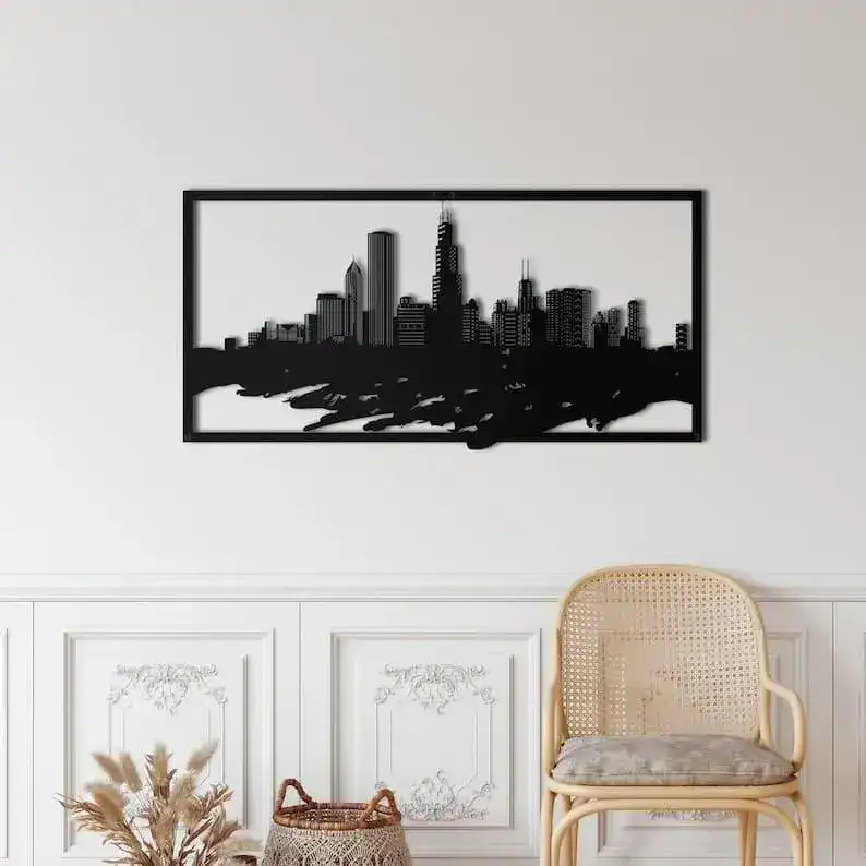 Chicago Skyline Metal Wall Hanging Decor - Image 7