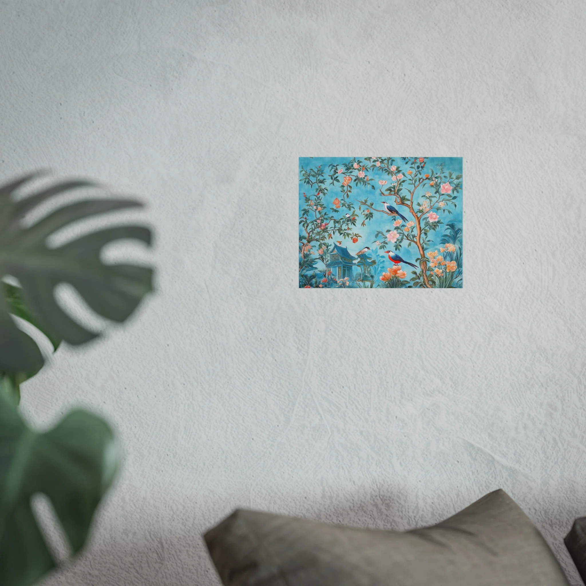 Chinoiserie Birds and Pagoda Fine Art Poster - Blue - Image 9