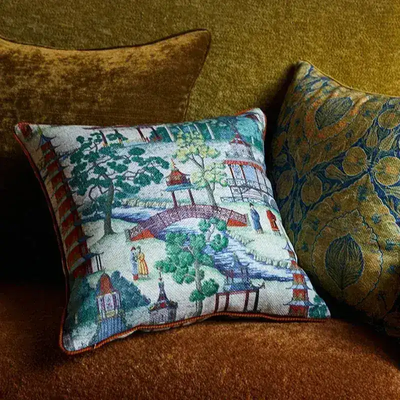 Chinoiserie Courtyard Throw Pillow Cover - Image 3