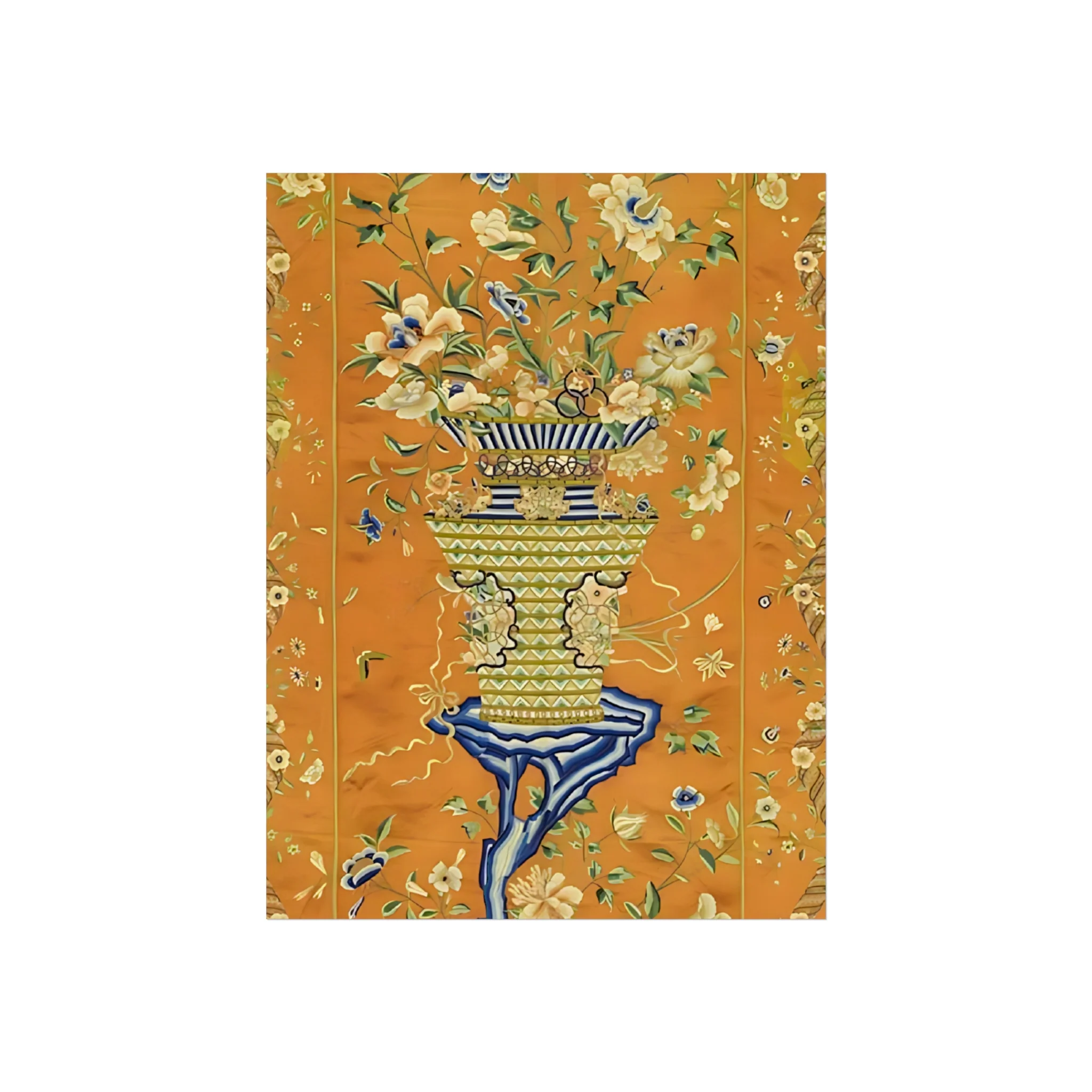 Chinoiserie Floral Vase Fine Art Poster - Orange - Image 13
