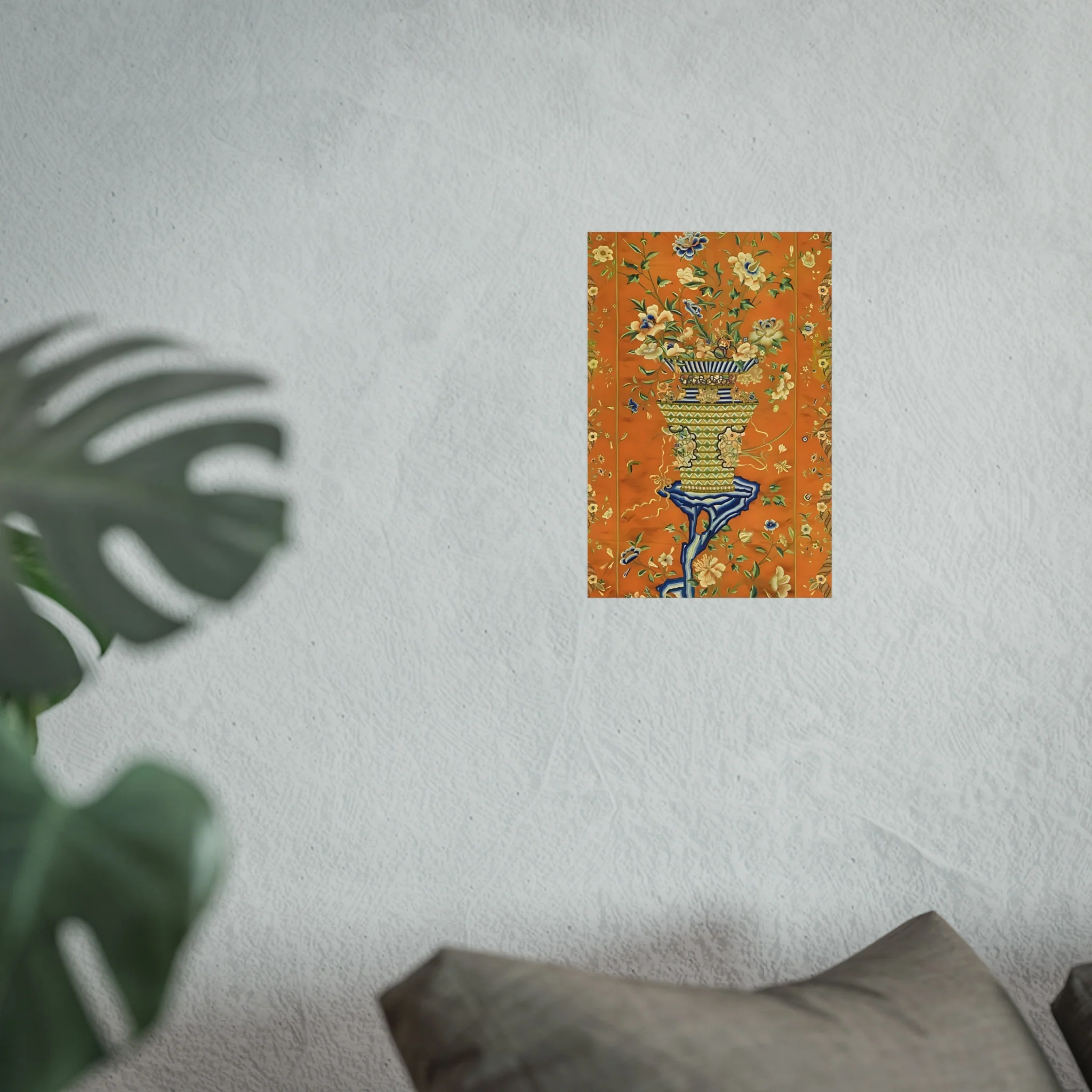Chinoiserie Floral Vase Fine Art Poster - Orange - Image 19