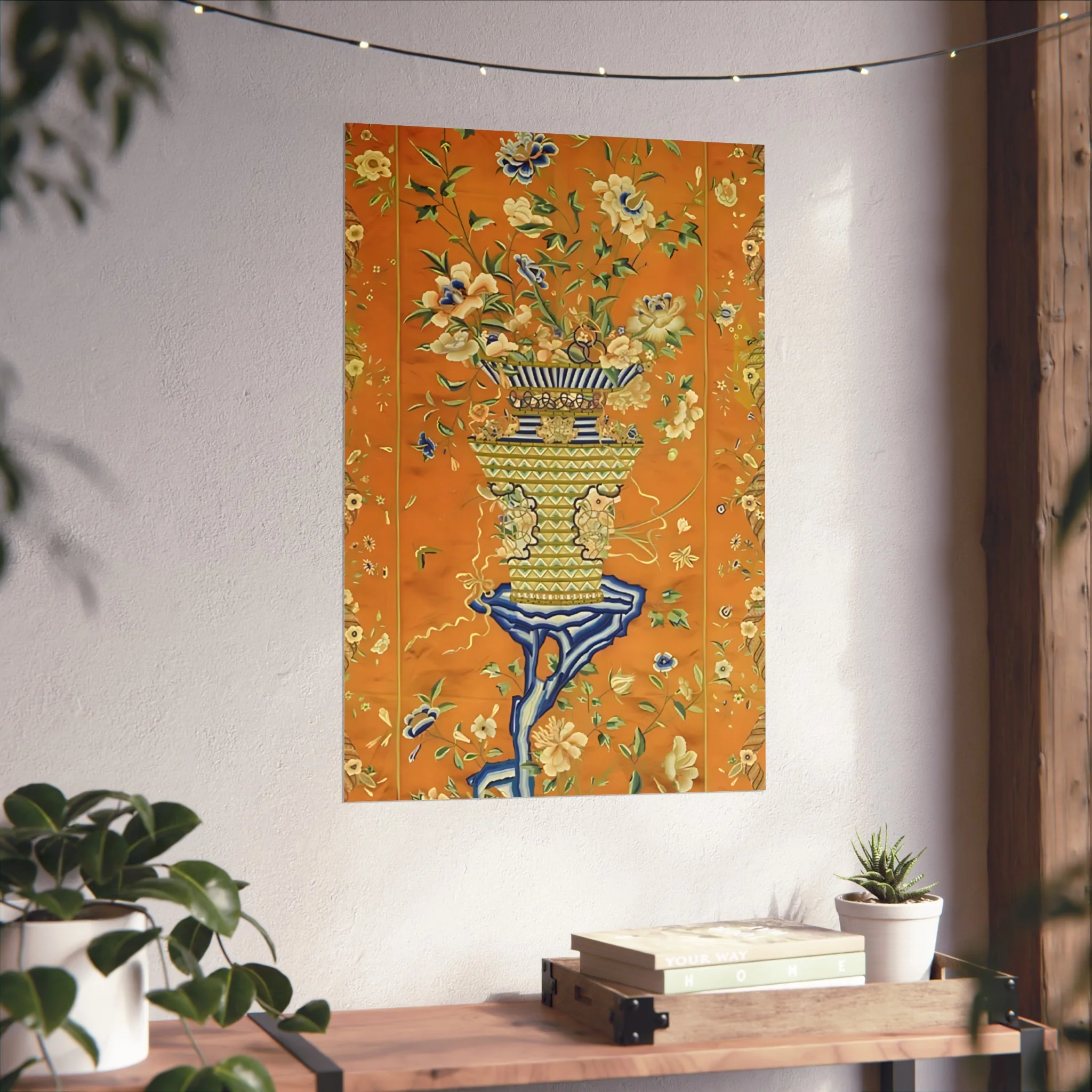 Chinoiserie Floral Vase Fine Art Poster - Orange - Image 38