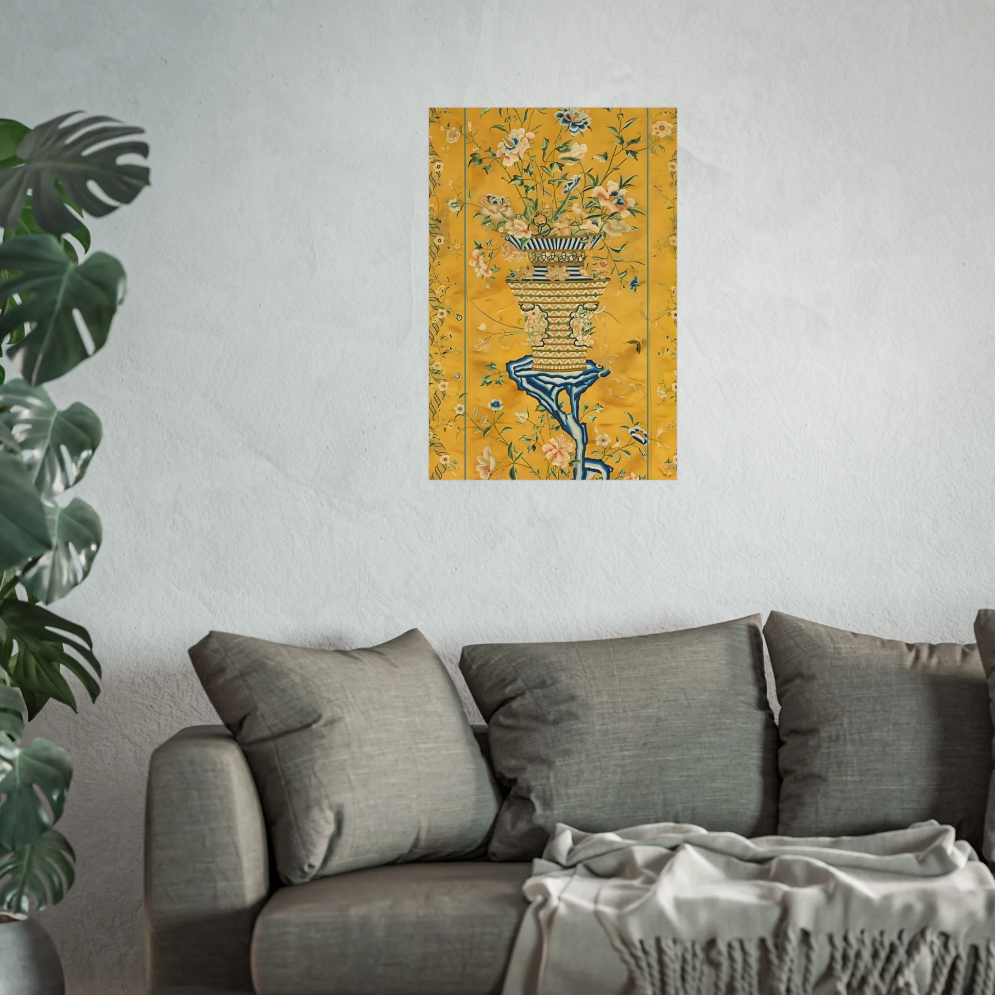 Chinoiserie Floral Vase Fine Art Poster - Yellow - Image 37