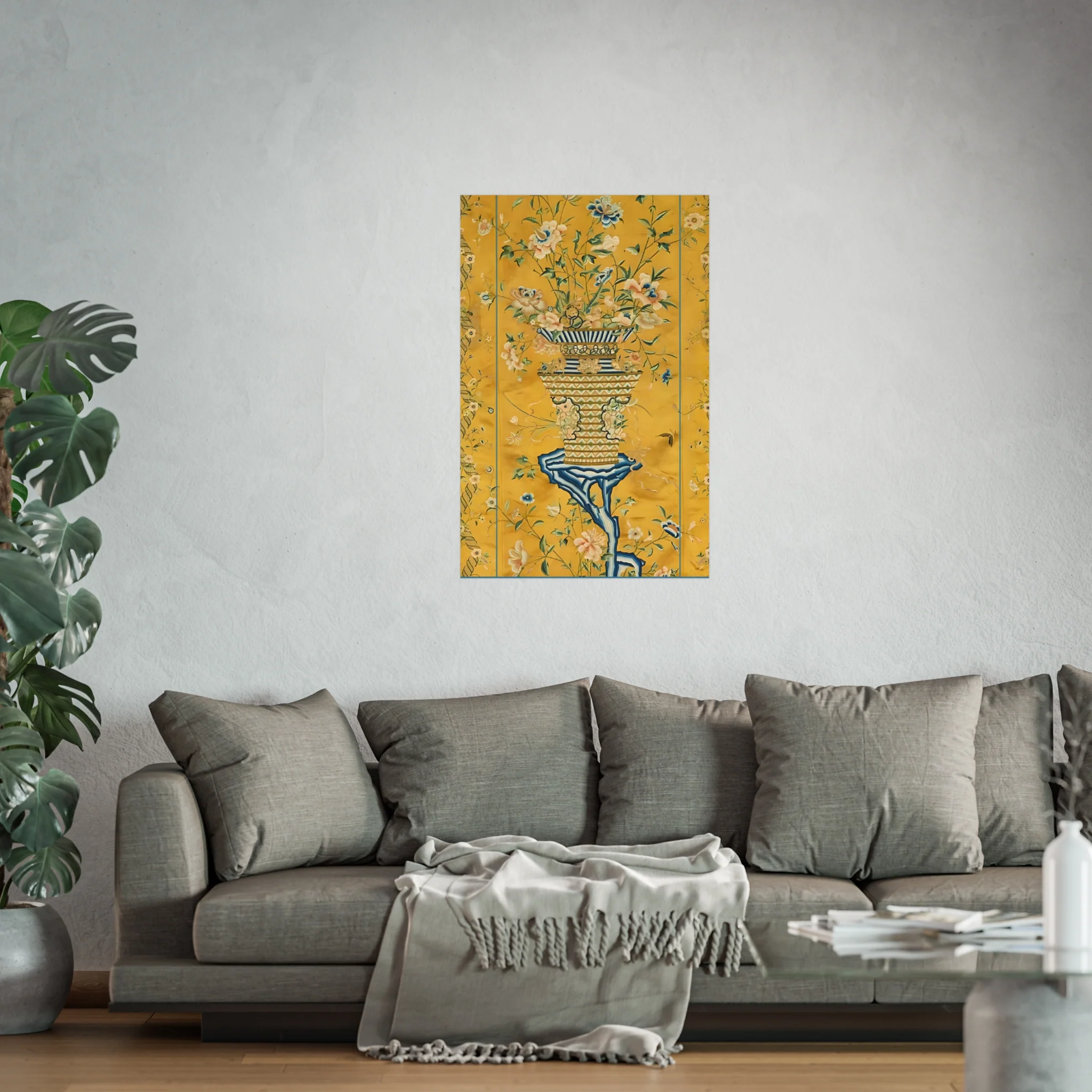 Chinoiserie Floral Vase Fine Art Poster - Yellow - Image 45