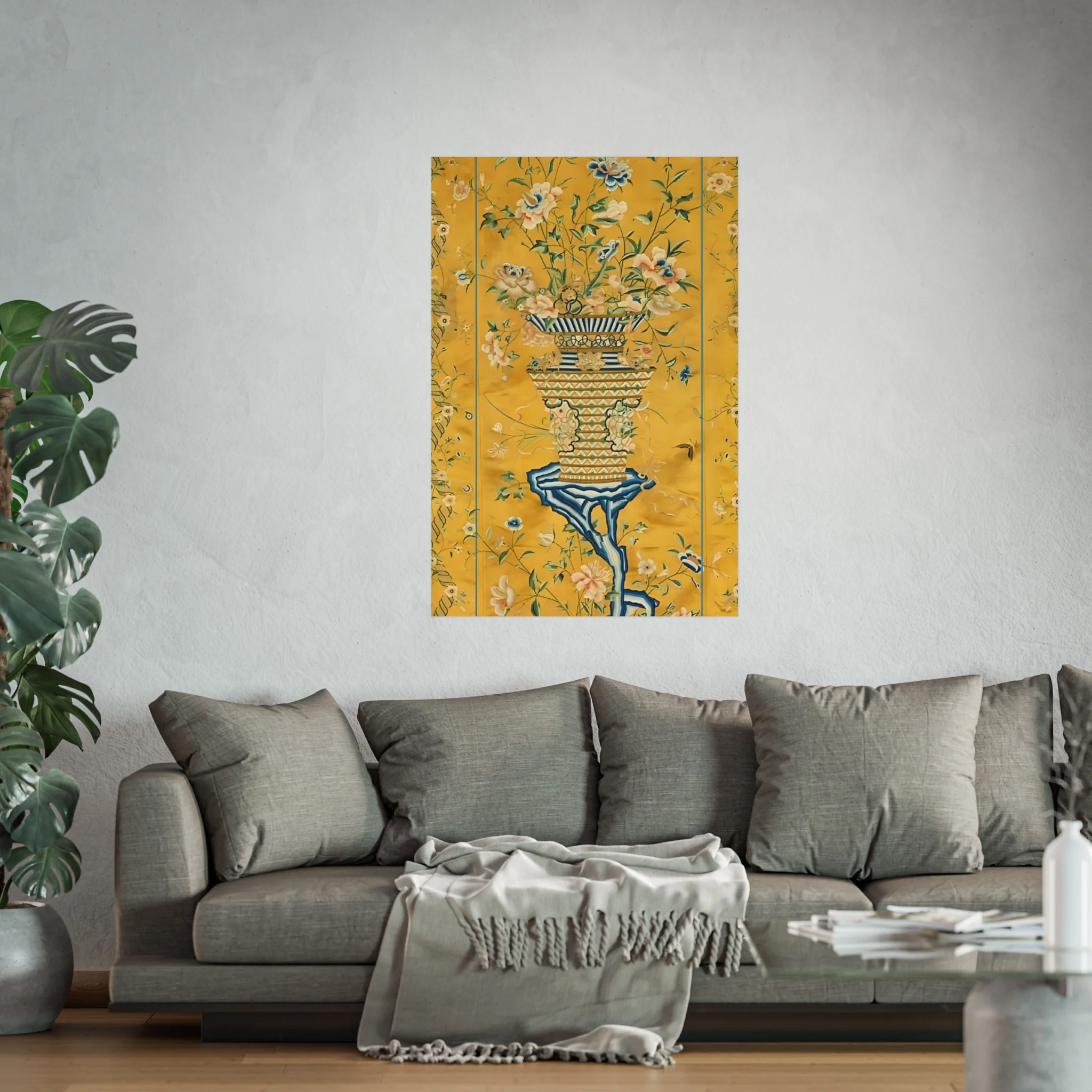 Chinoiserie Floral Vase Fine Art Poster - Yellow - Image 47