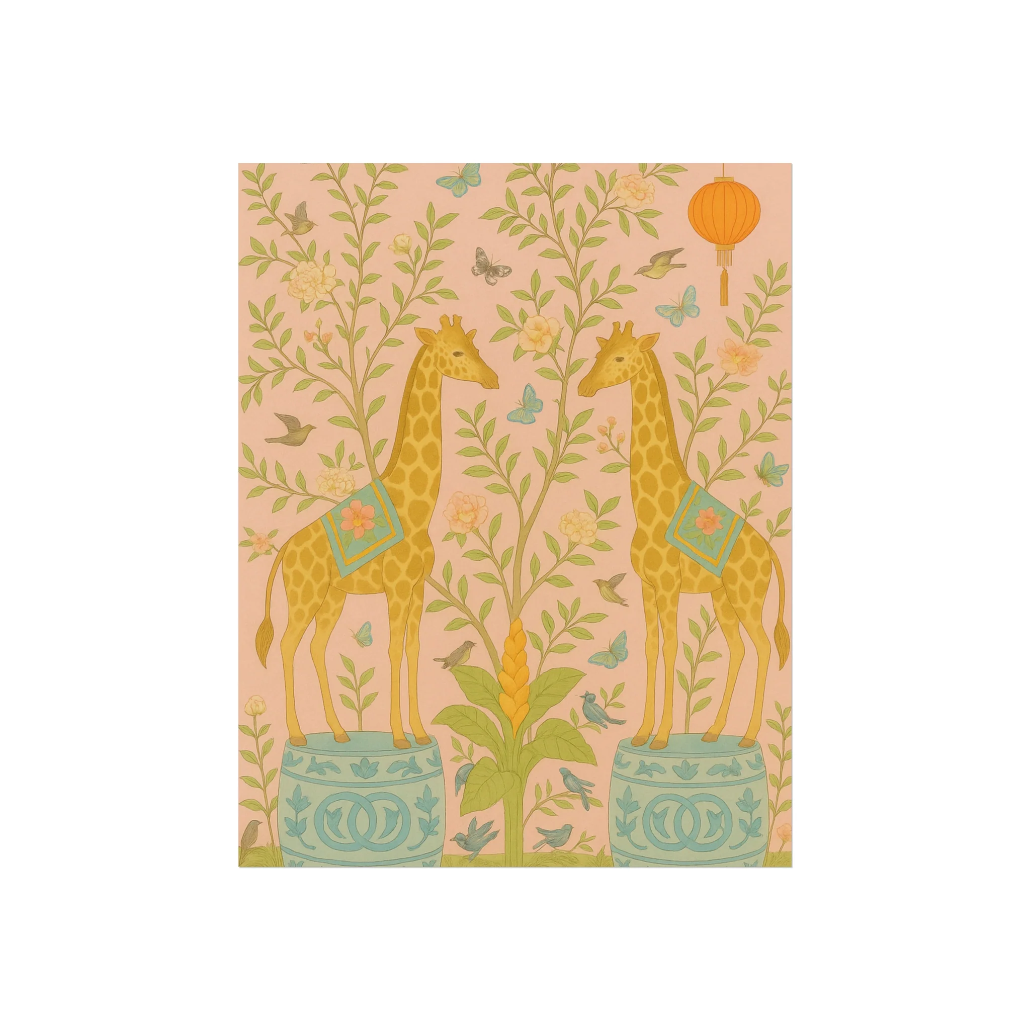 Chinoiserie Giraffe Twins Fine Art Poster - Image 4