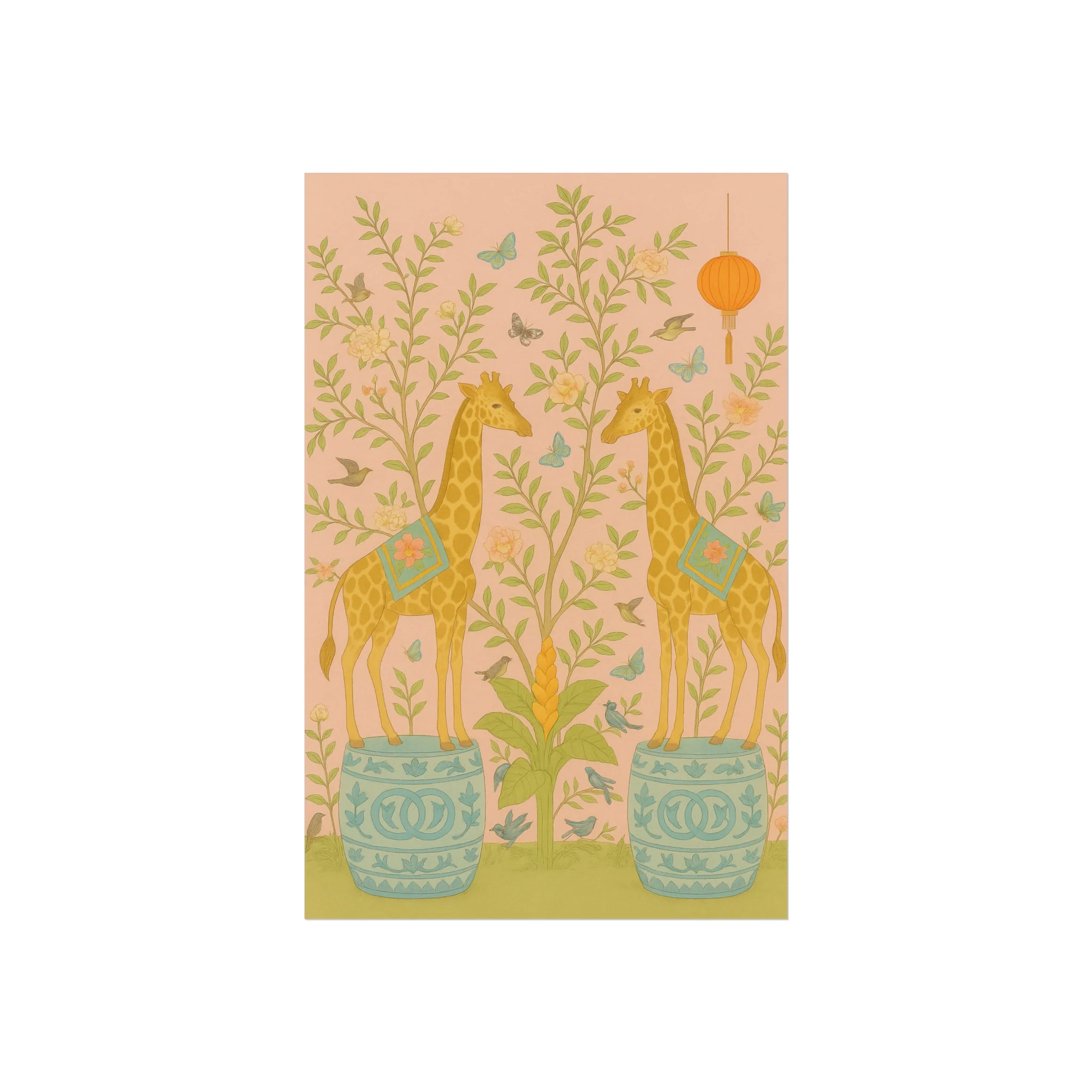 Chinoiserie Giraffe Twins Fine Art Poster - Image 5