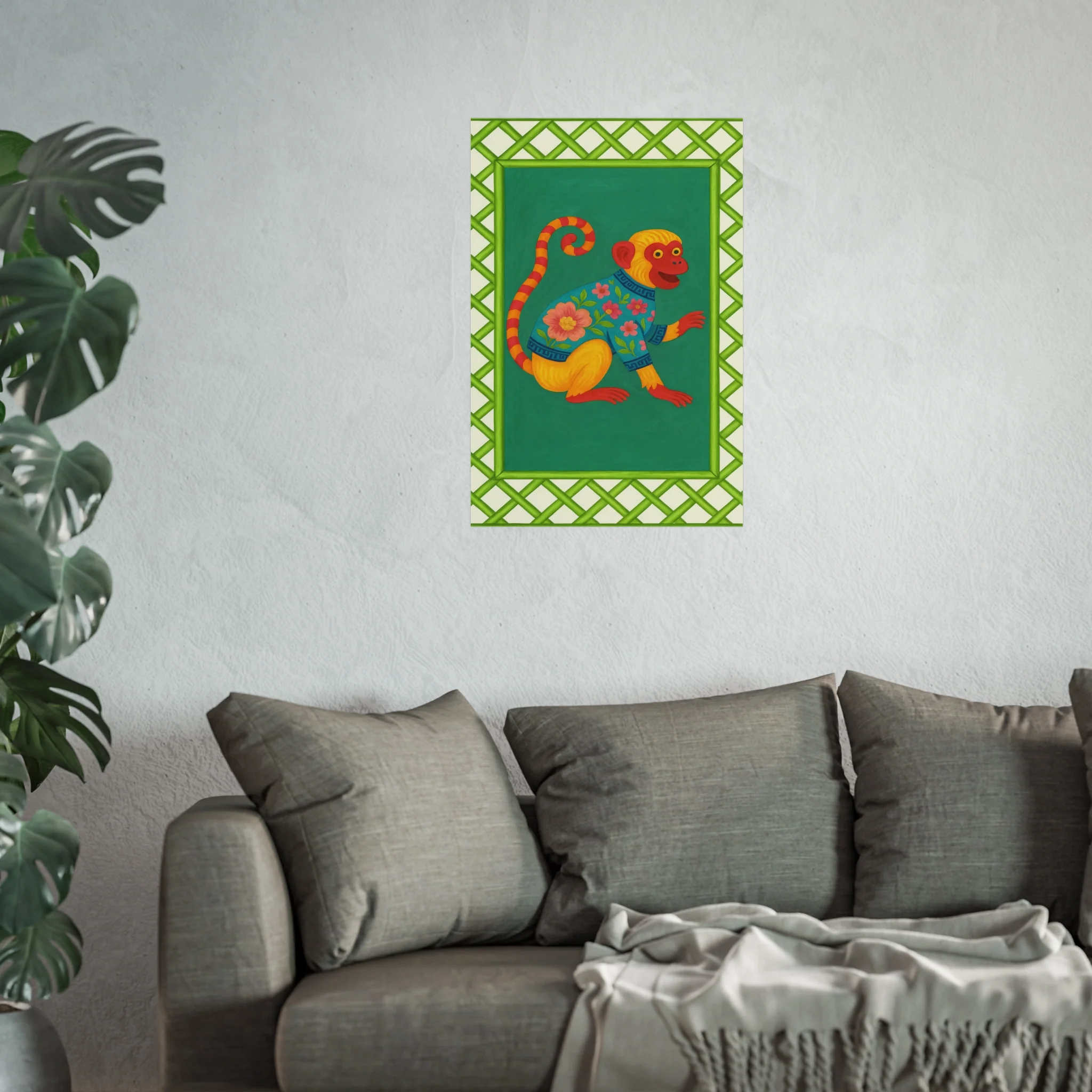 Chinoiserie Playful Monkey Fine Art Poster - Image 37