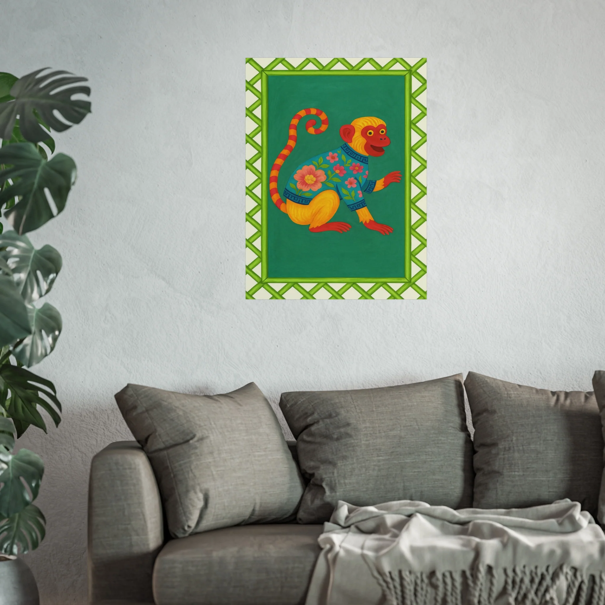 Chinoiserie Playful Monkey Fine Art Poster - Image 41