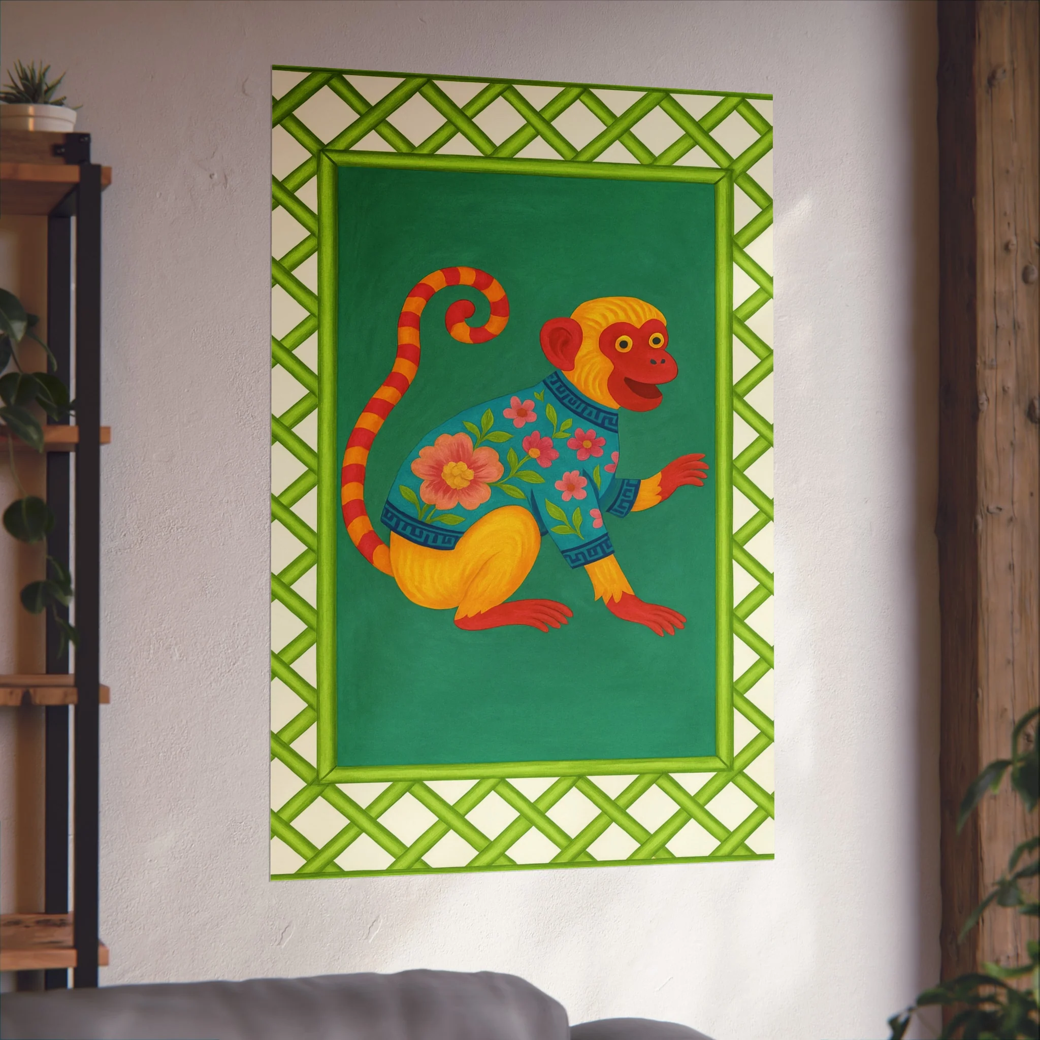 Chinoiserie Playful Monkey Fine Art Poster - Image 48