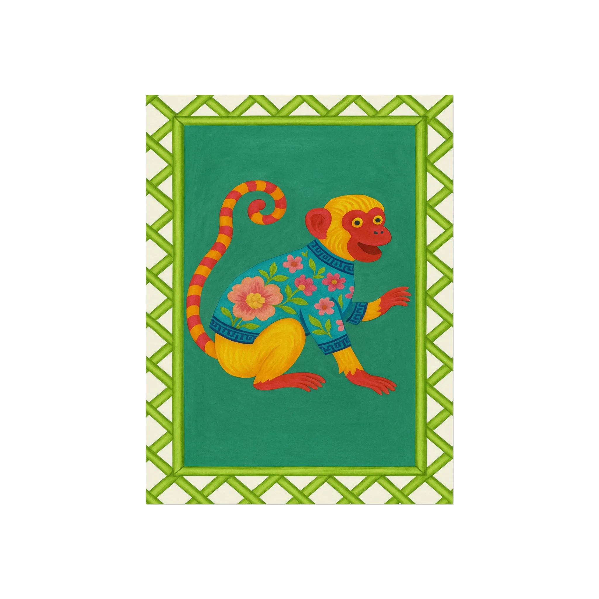 Chinoiserie Playful Monkey Fine Art Poster - Image 6