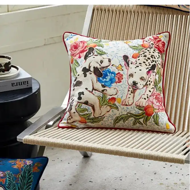 Chinoiserie Pups Throw Pillow Cover - Image 2