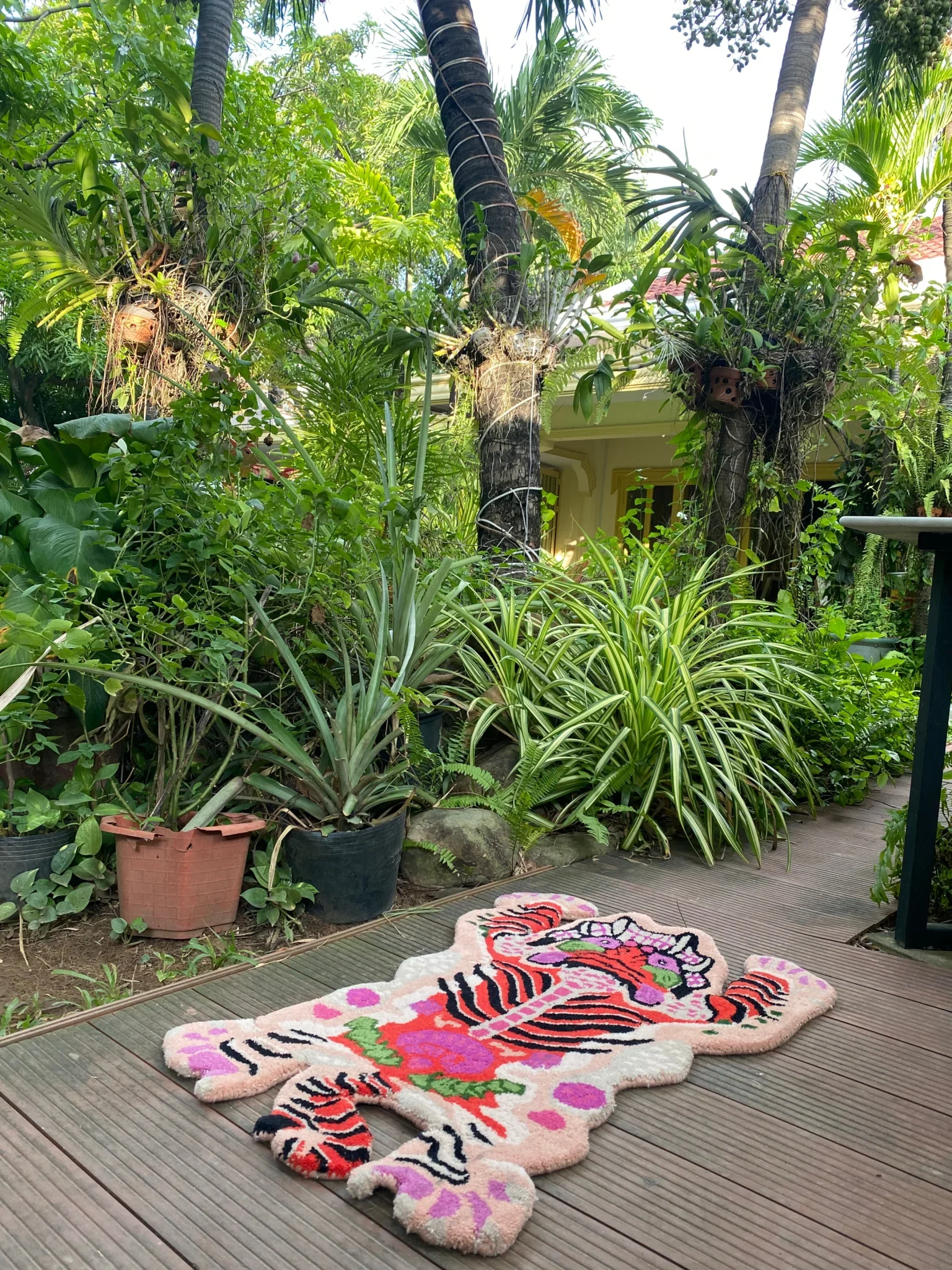 Chinoiserie Tibetan Tiger Hand Tufted Wool Rug - Pink - Image 5