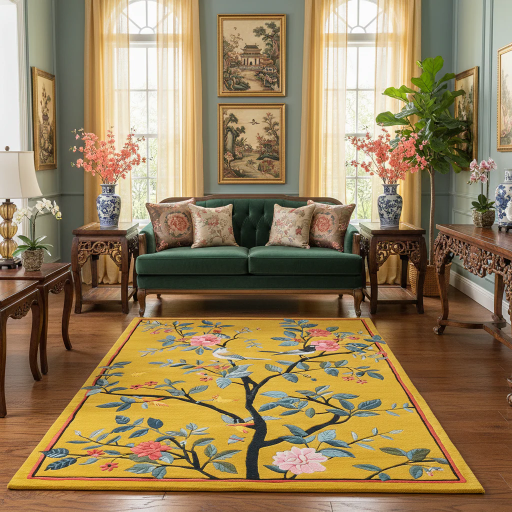 Chirping Cherry Tree Hand Tufted Rug - Image 4