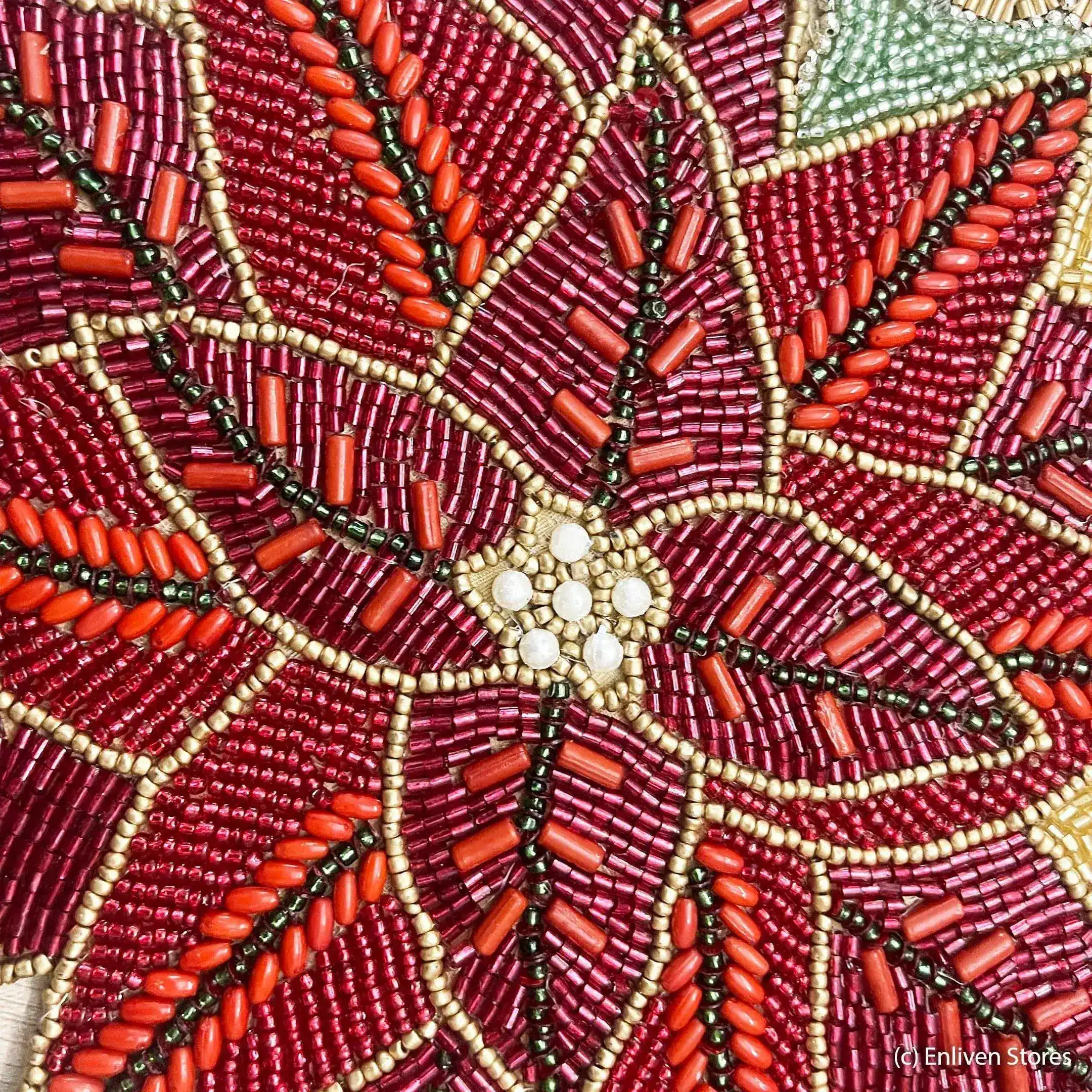 Christmas Flowers Beaded Table Runner - Poinsettia - Image 7