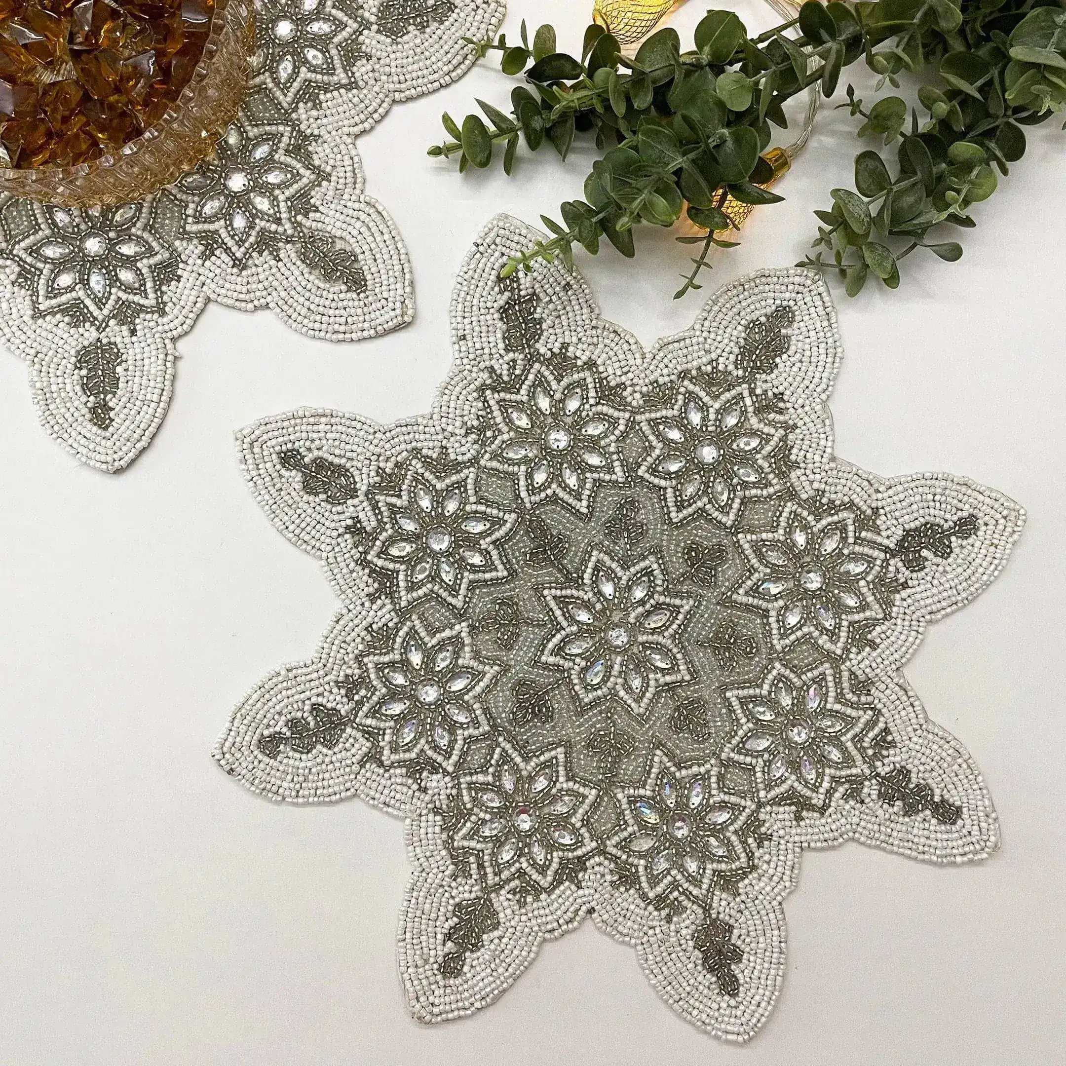 Christmas Snowflakes Beaded Placemat - Set of 4 - Image 3