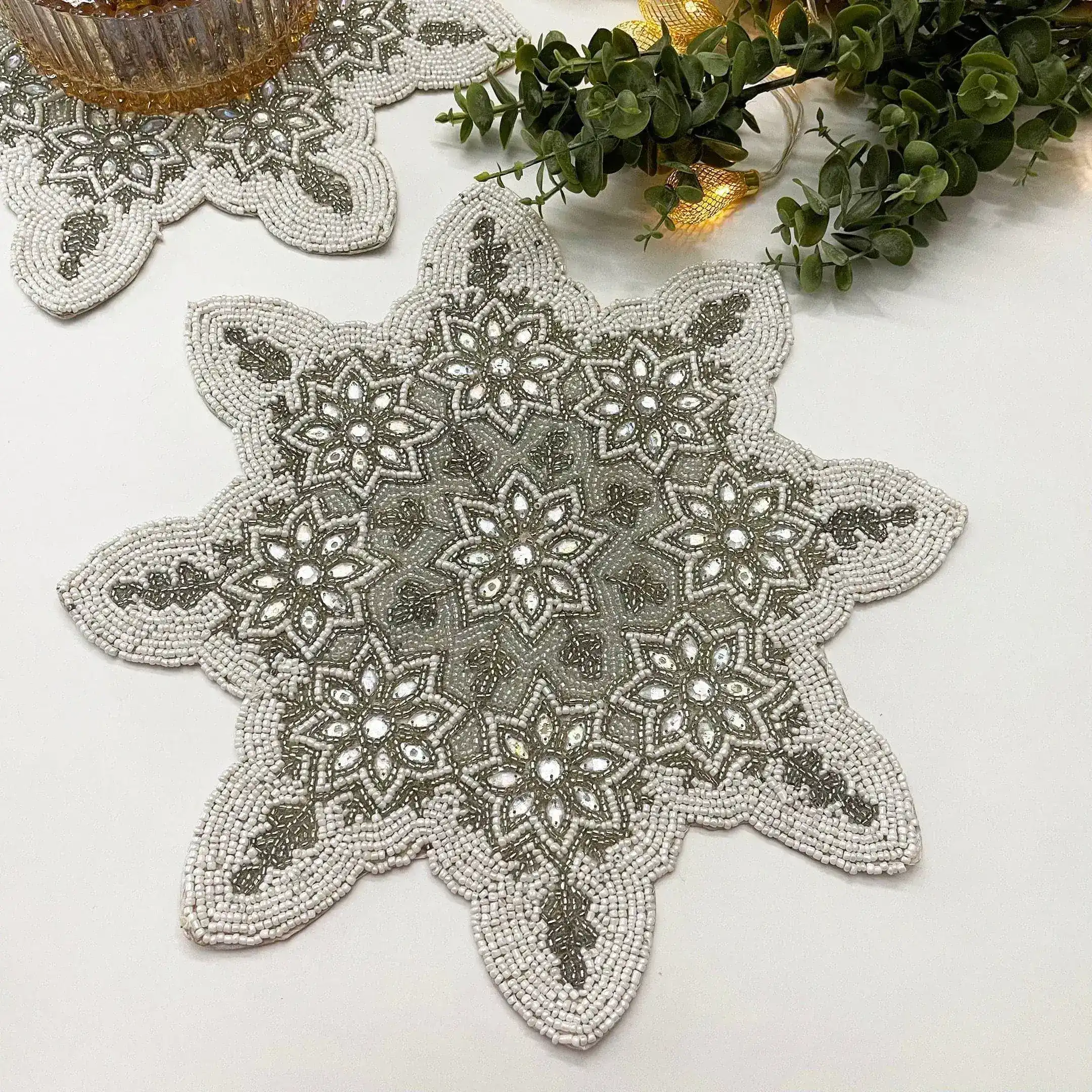 Christmas Snowflakes Beaded Placemat - Set of 4 - Image 4