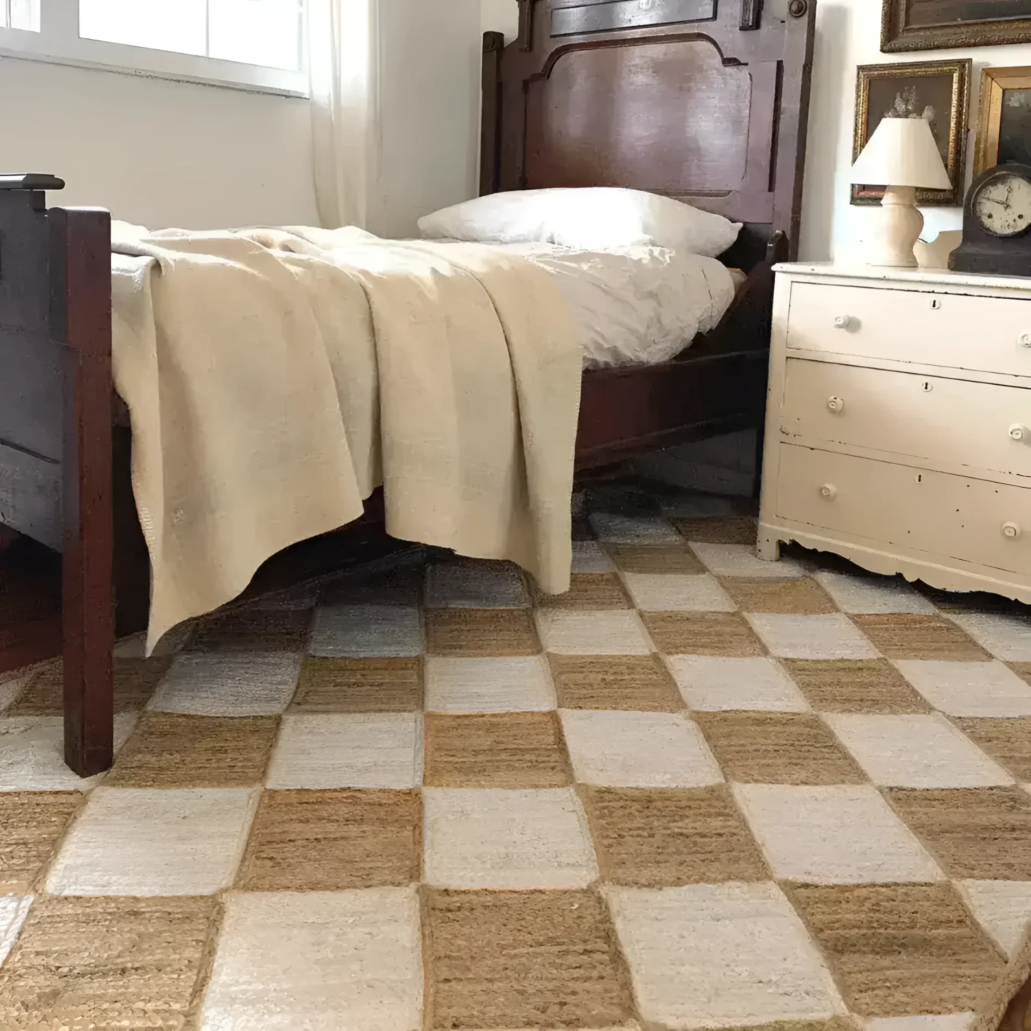Classic Checker Jute Rug - Natural Color - Image 4