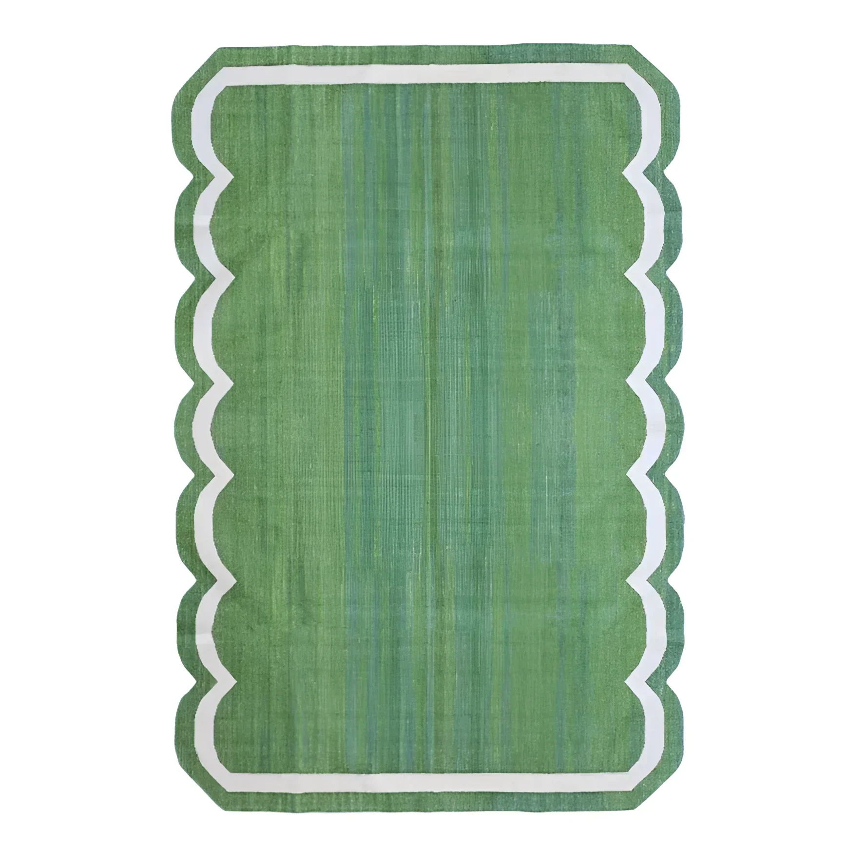 Classic Green Scallop Cotton Rug