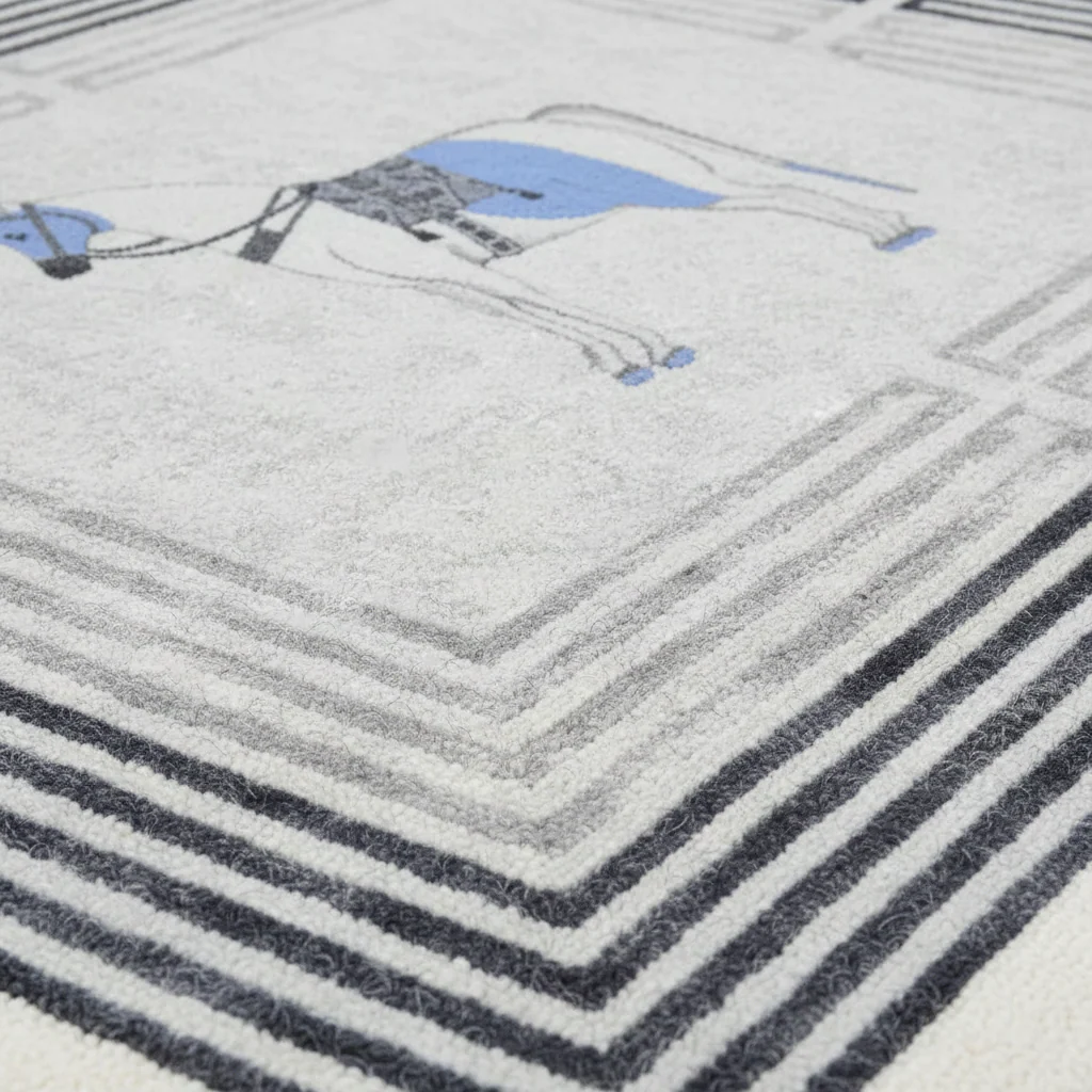 Classic Horse Silver Maze Hand Tufted Rug - Image 2