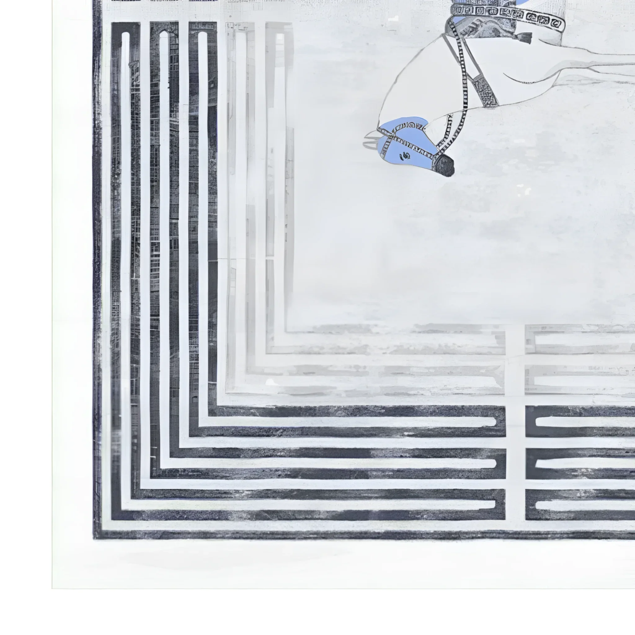Classic Horse Silver Maze Hand Tufted Rug - Image 6