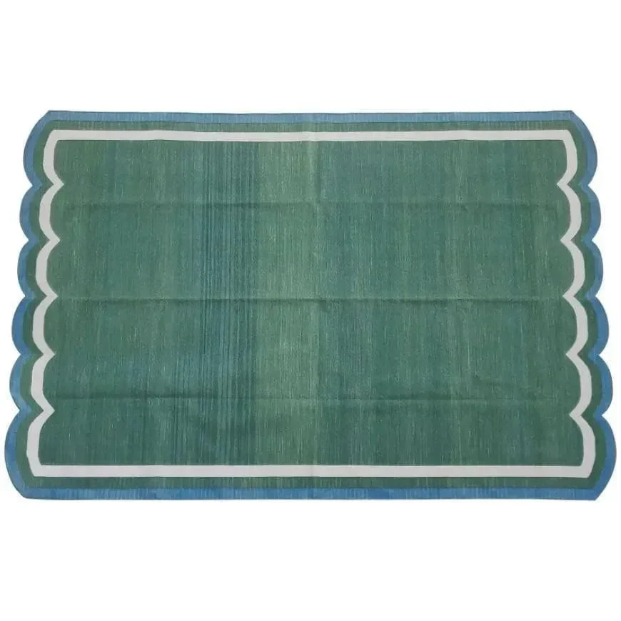 Classic Reversible Cotton Scalloped Rug - Green - Image 4