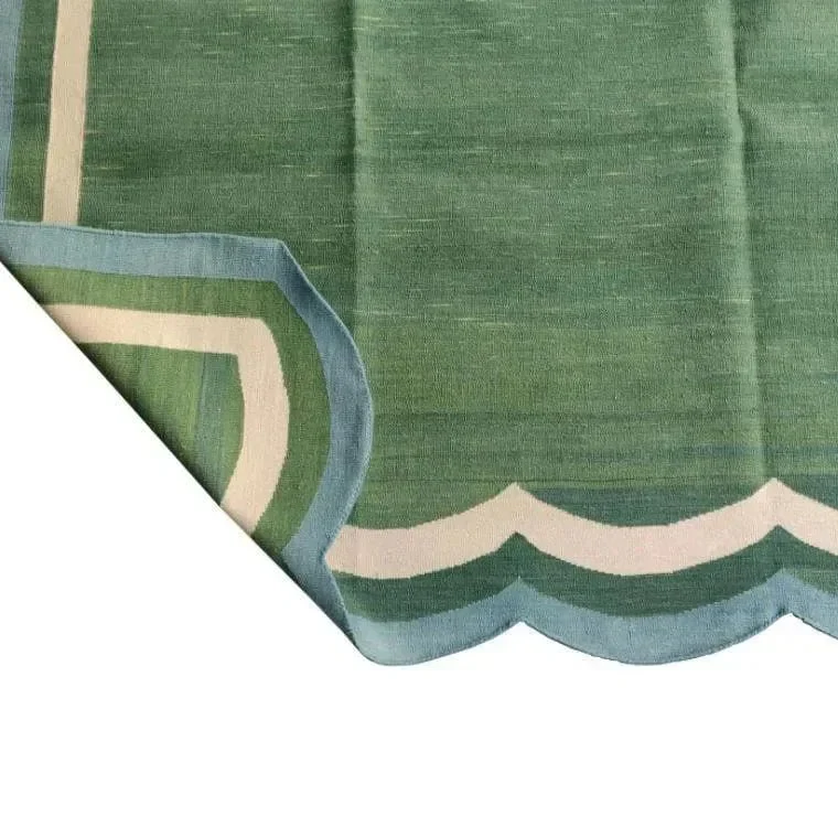 Classic Reversible Cotton Scalloped Rug - Green - Image 5