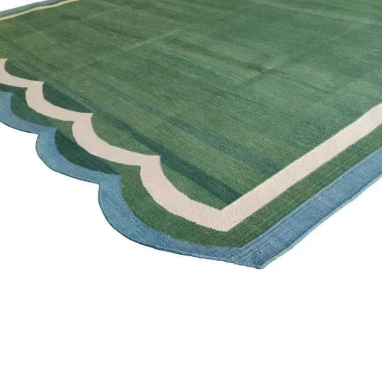 Classic Reversible Cotton Scalloped Rug - Green - Image 6