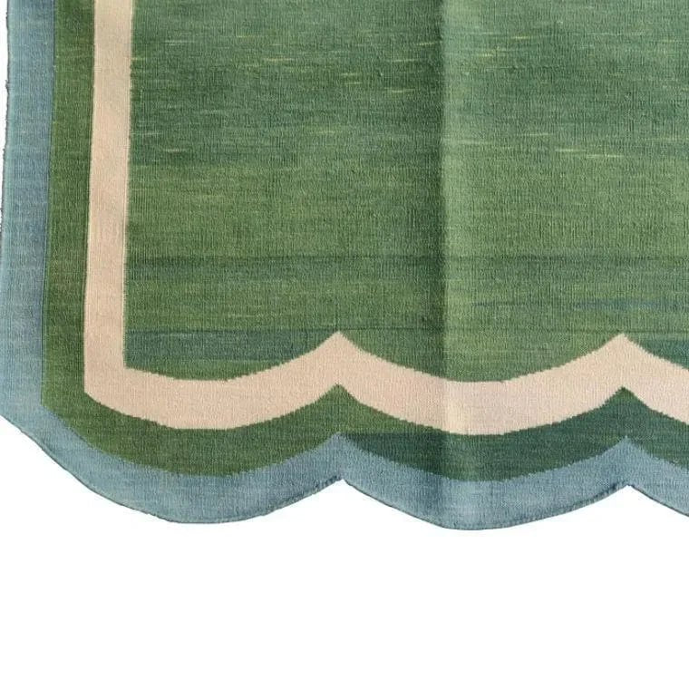 Classic Reversible Cotton Scalloped Rug - Green - Image 8
