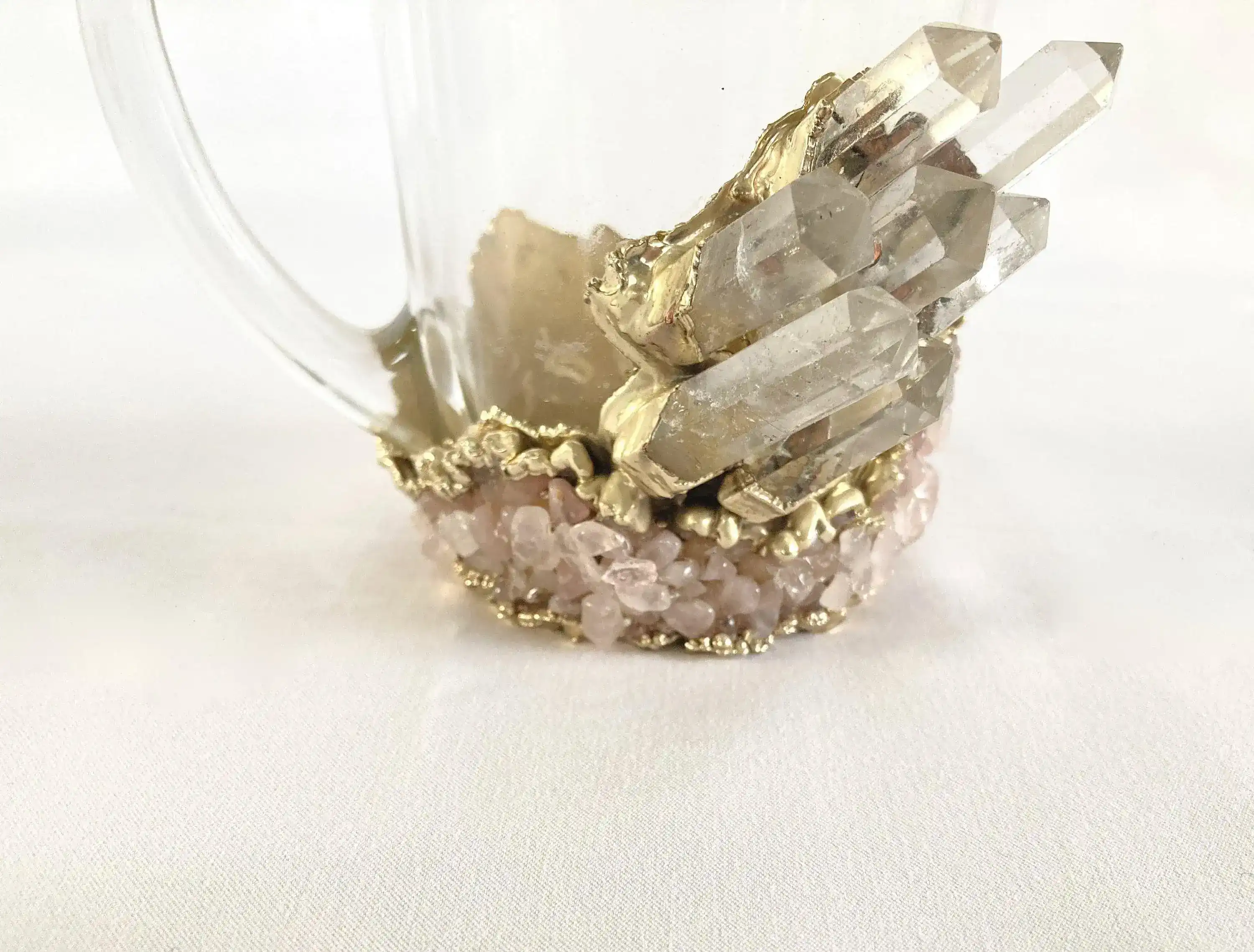 Clear and Rose Quartz Marbled Glass Coffee Mug - Set of 2 - Image 3