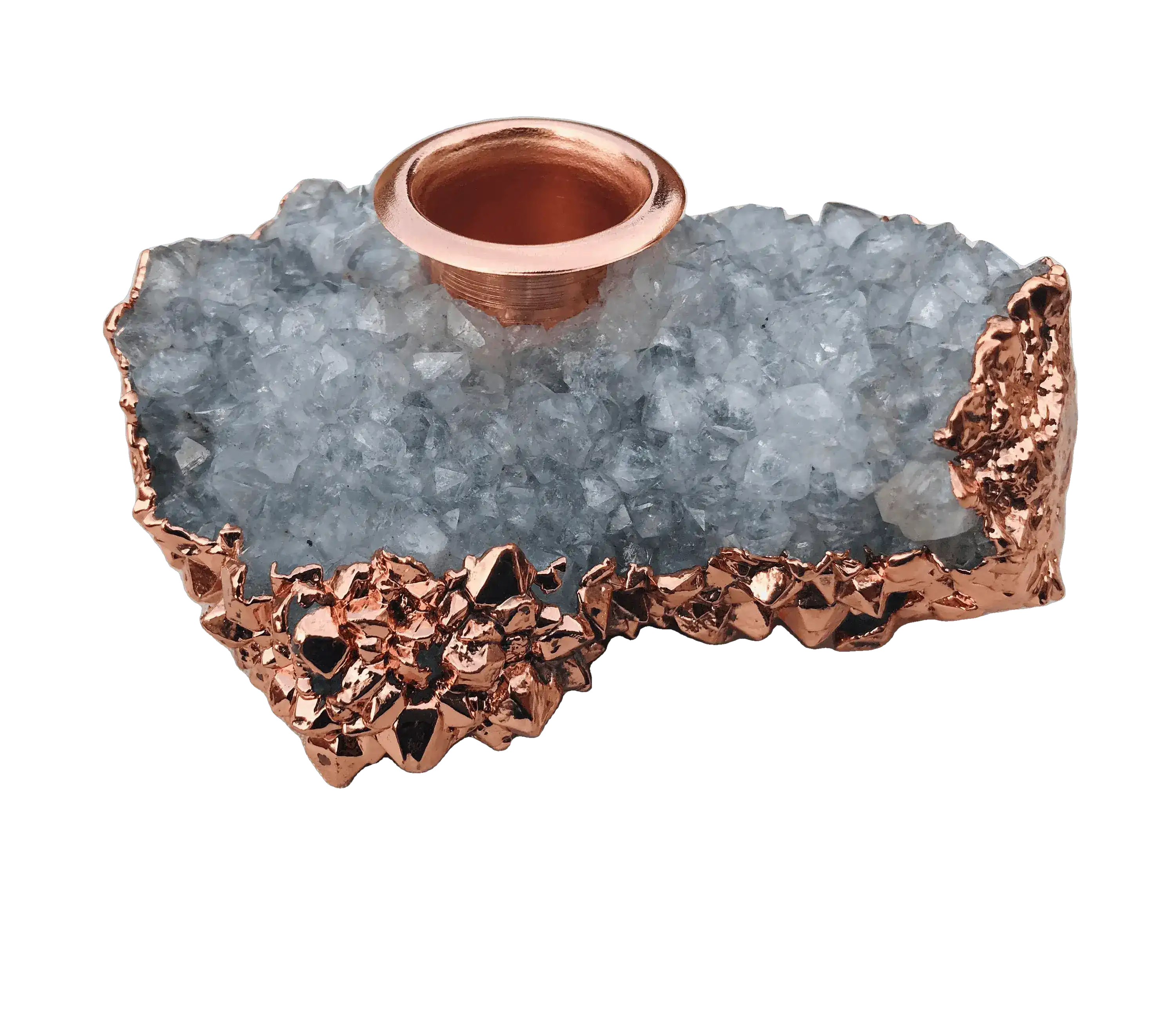Clear Quartz Agate Gemstone Taper Candle Holder - Image 3