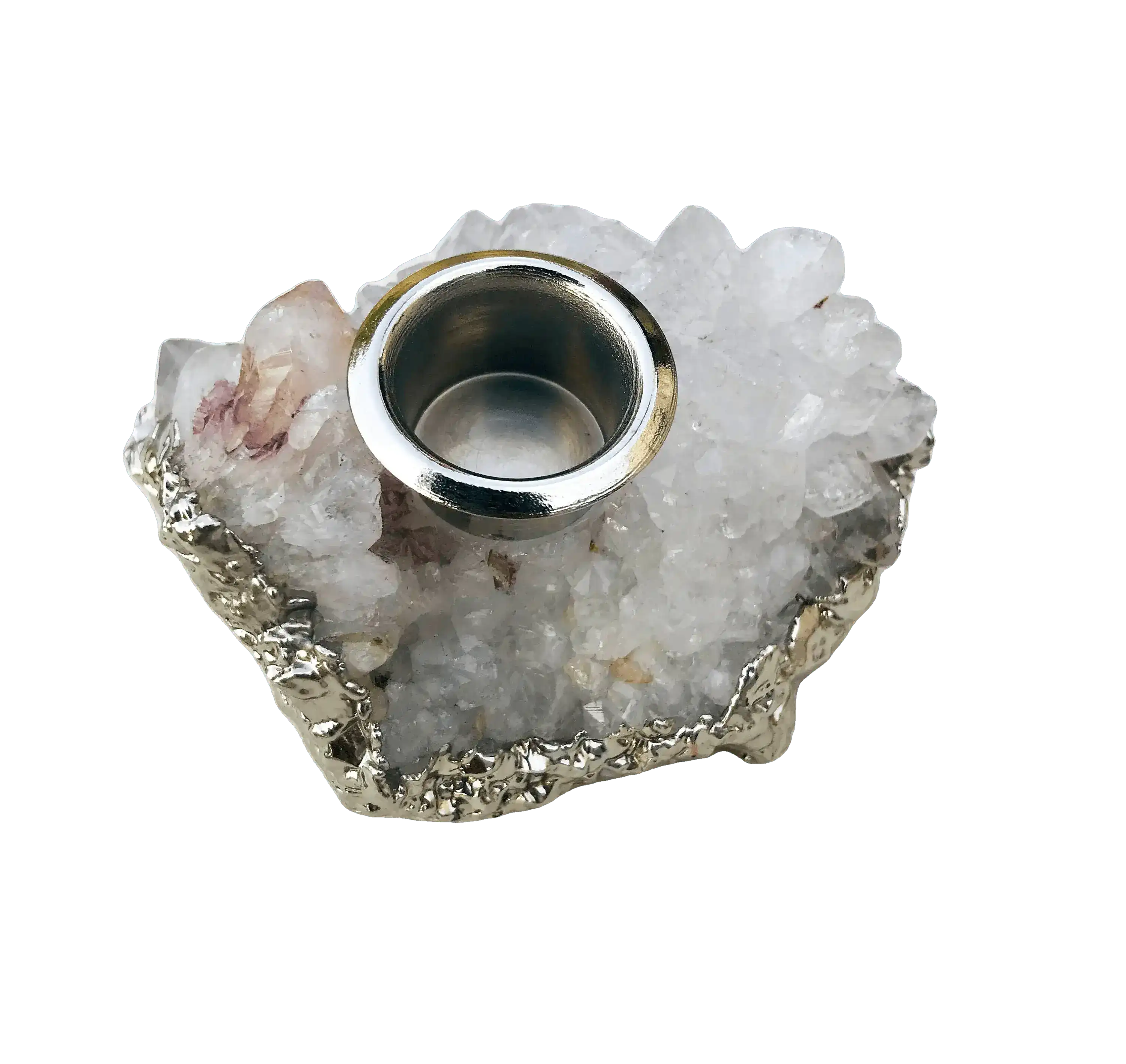 Clear Quartz Agate Gemstone Taper Candle Holder - Image 6