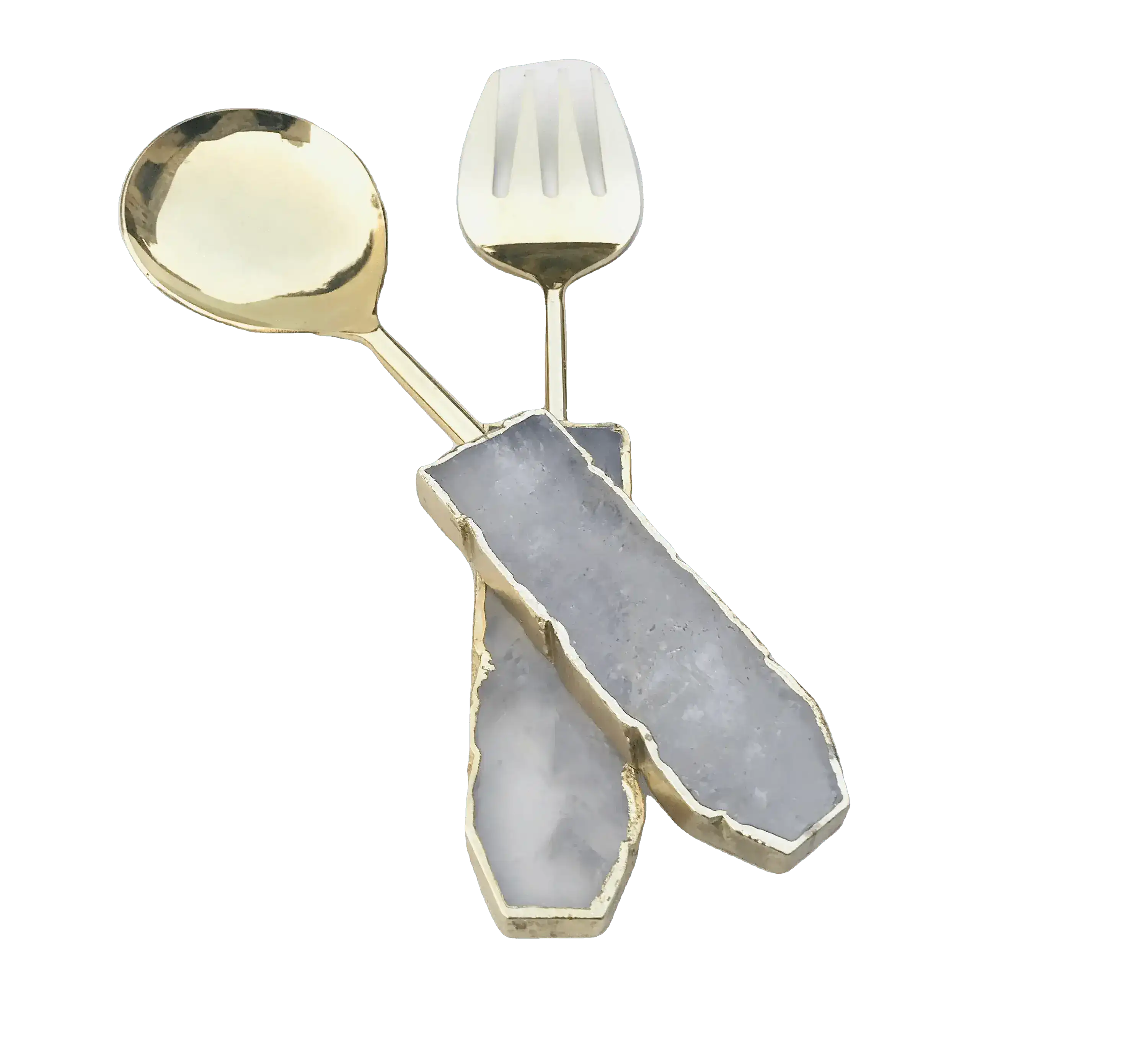 Clear Quartz Agate Salad Server - Set of 2 - Image 5