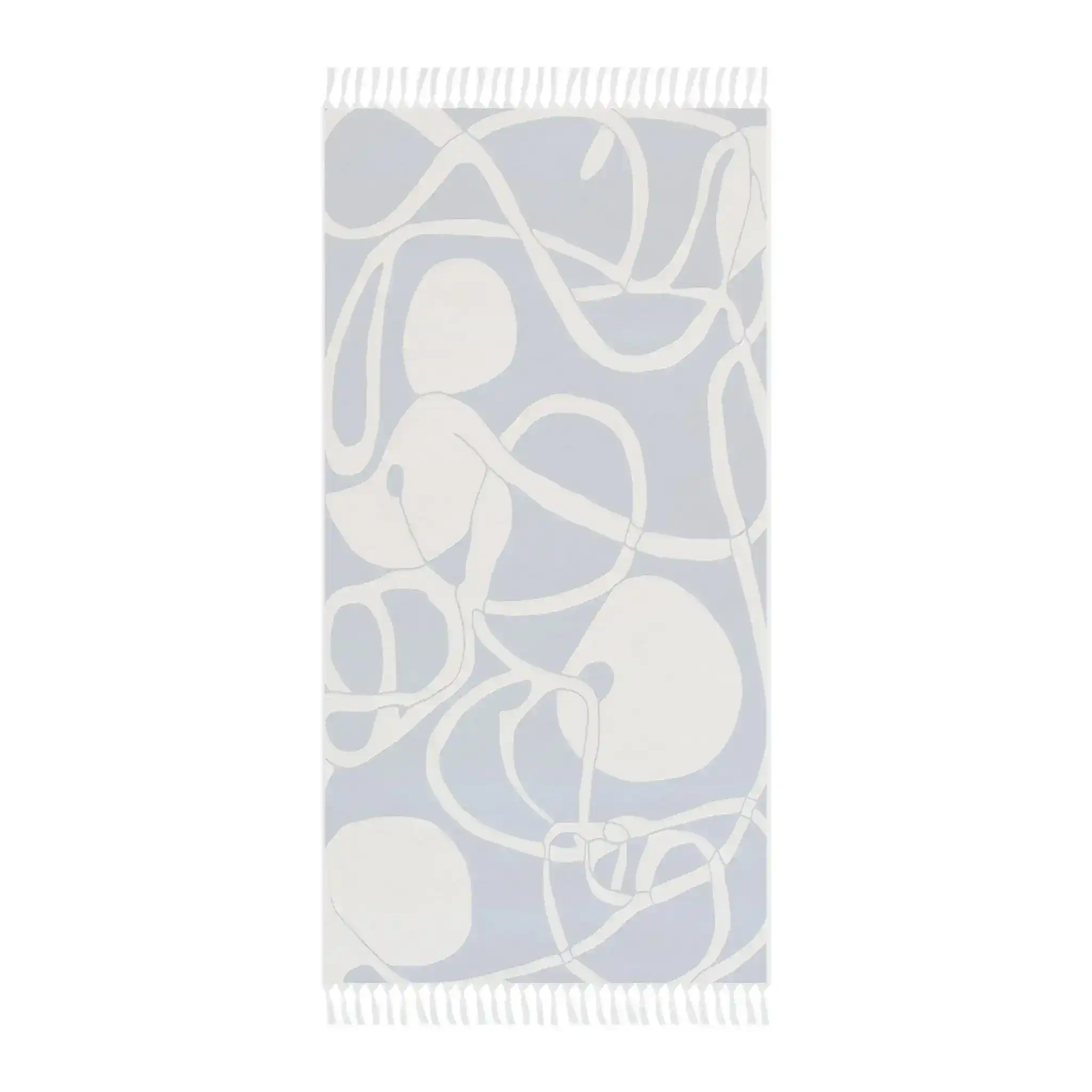 Coastal Waves Abstract Blue and White Beach Towel - Image 4