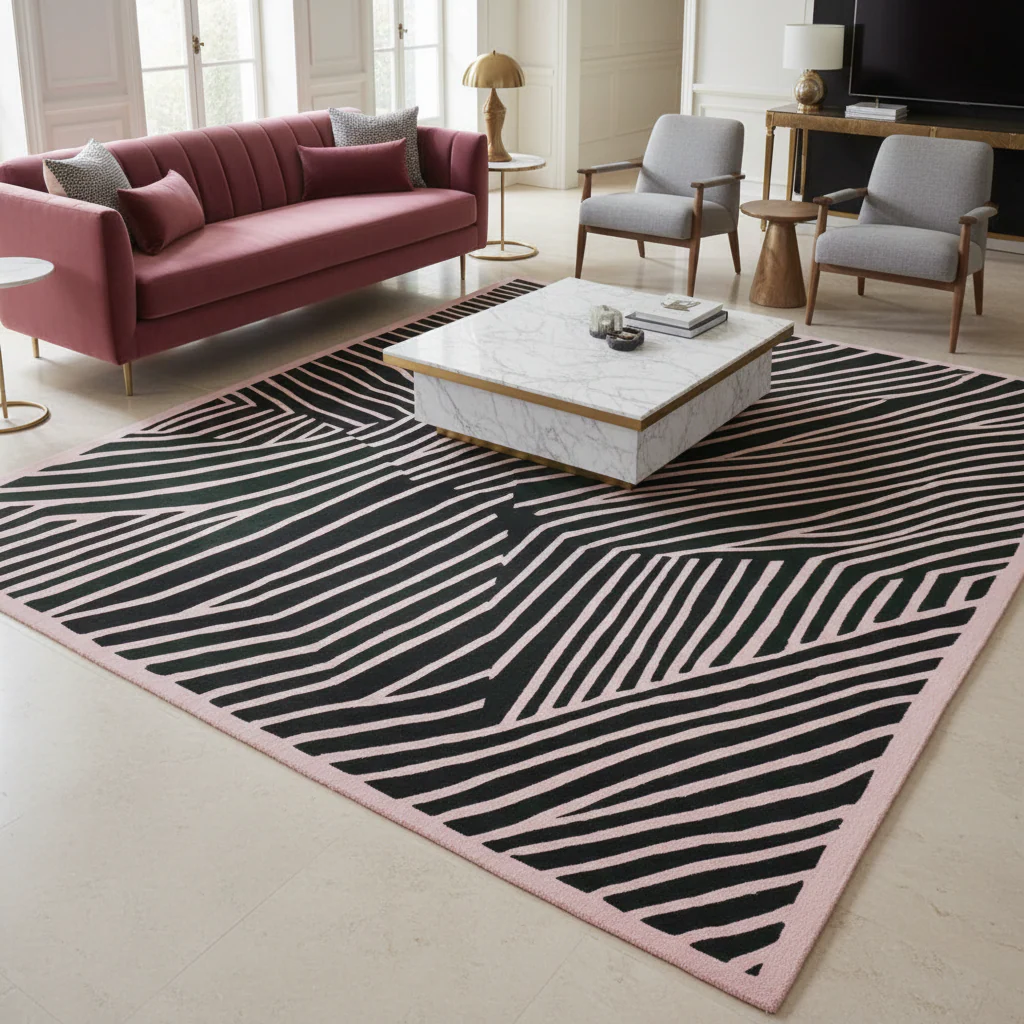 Coded Line Rhythm Hand Tufted Rug - Image 3