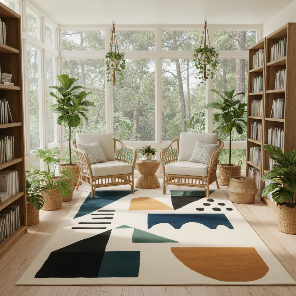 Color Block Code Hand Tufted Rug - Image 2