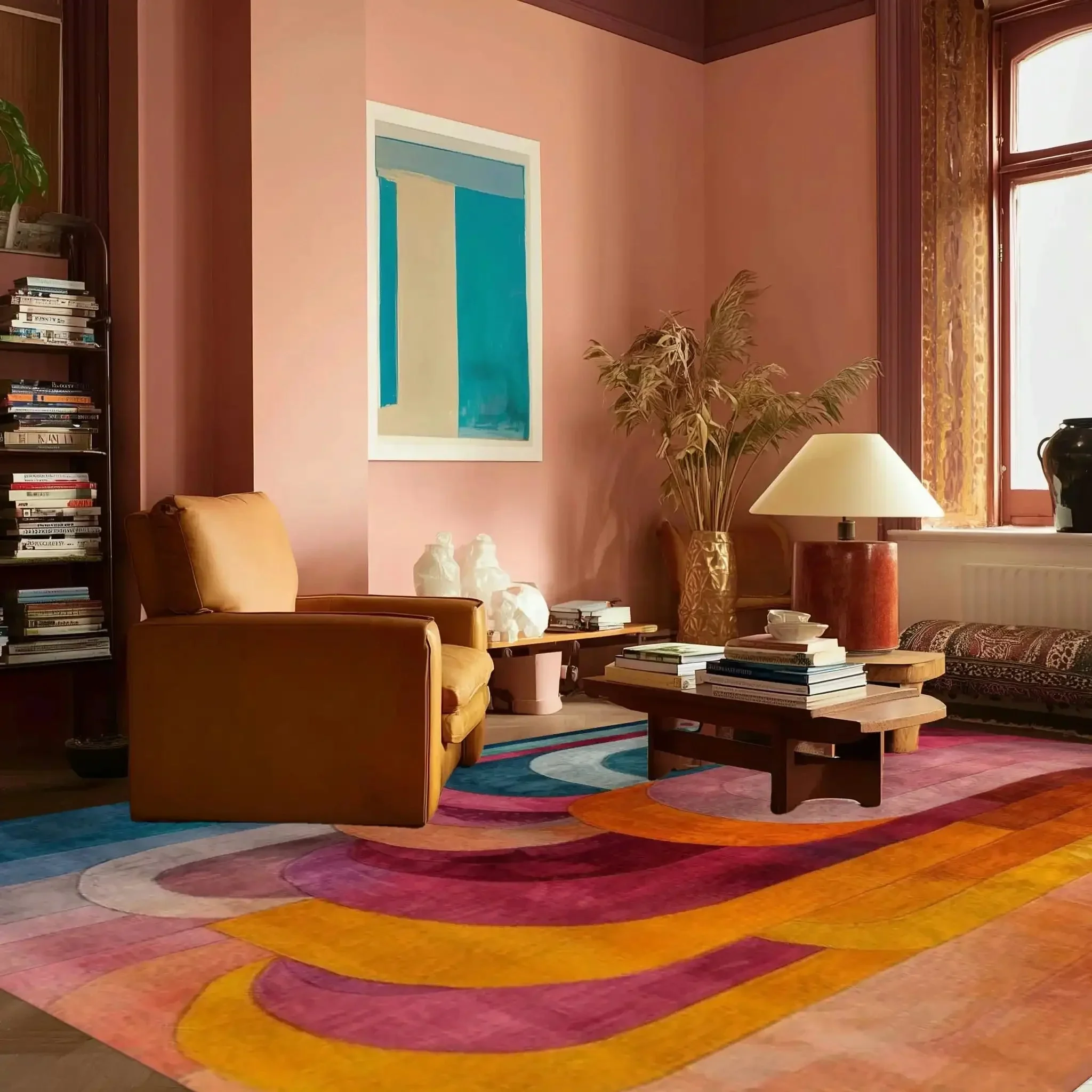 Colorful Abstract Hand Tufted Rug - Image 2