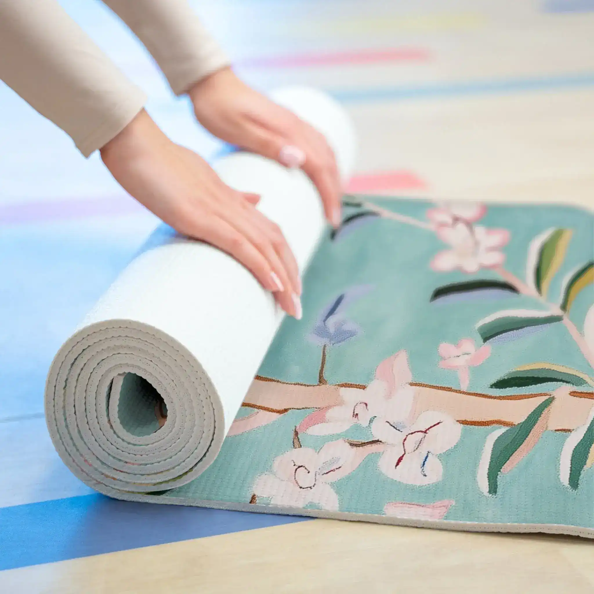 Colorful Birds & Blossoms Yoga Mat - Image 5
